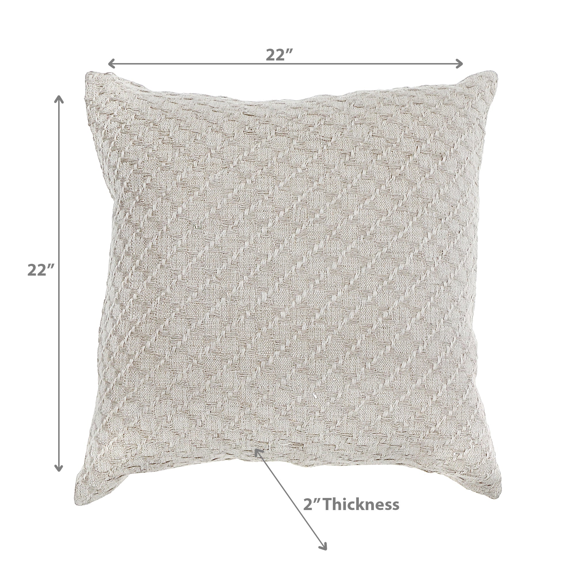 Cotton Linen Jacquard Cushion Set Of 2, 22 X 22 Inch Decorative Throw Pillow