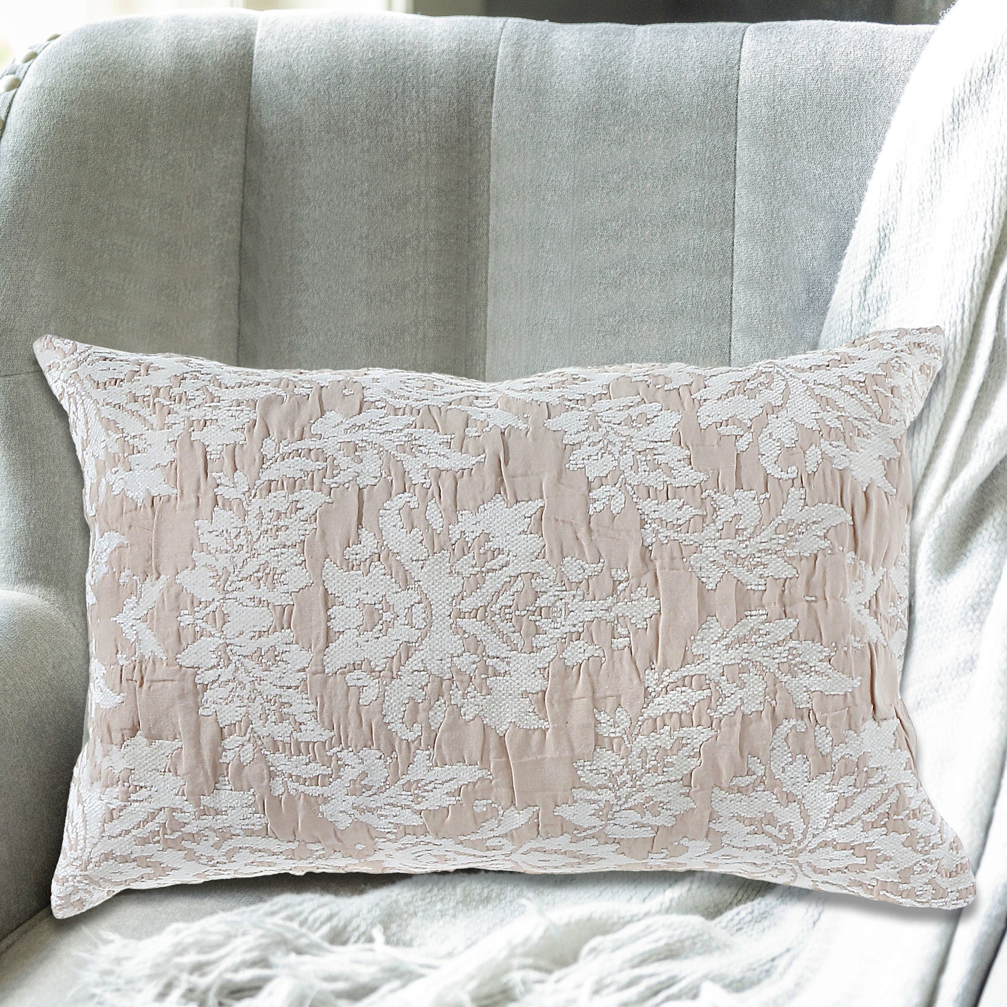 Cotton Linen Viscose Chenille Cushion Set Of 2, 16 X 26 Inch Decorative Throw Pillow