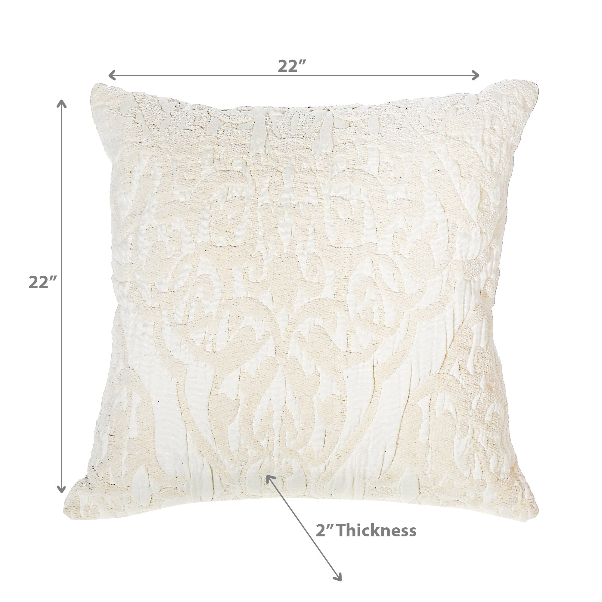 Cotton Linen Chenille Cushion Set Of 2, 22 X 22 Inch Decorative Throw Pillow