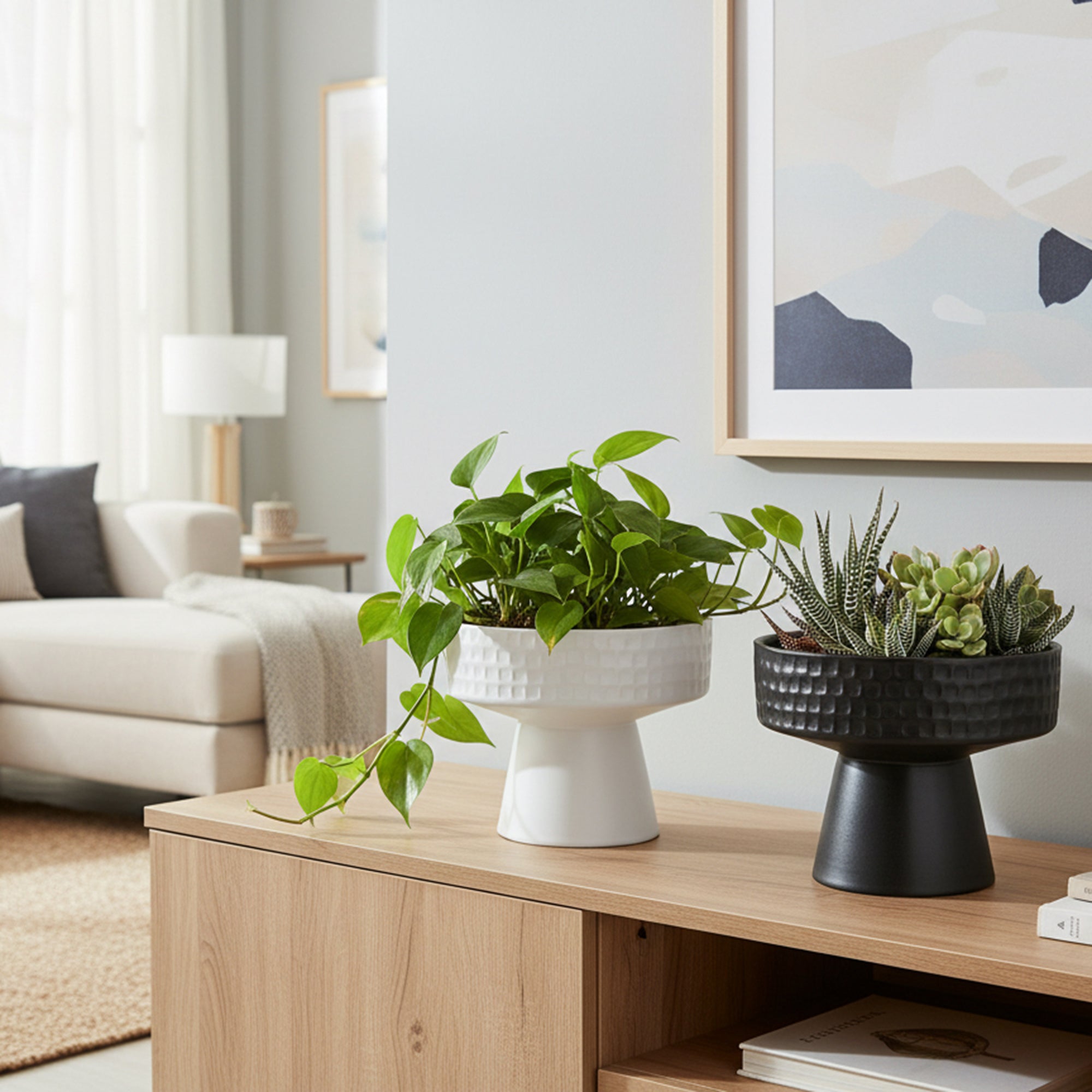Assorted 5.9" Cleo Ceramic Planters with Contemporary Style - Set of 2