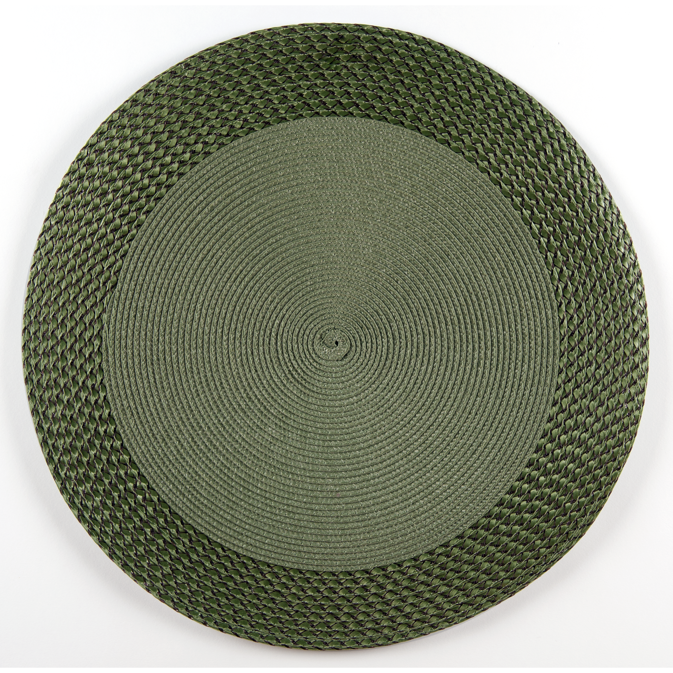Round Vinyl Placemat with Border – Green, Set of 12
