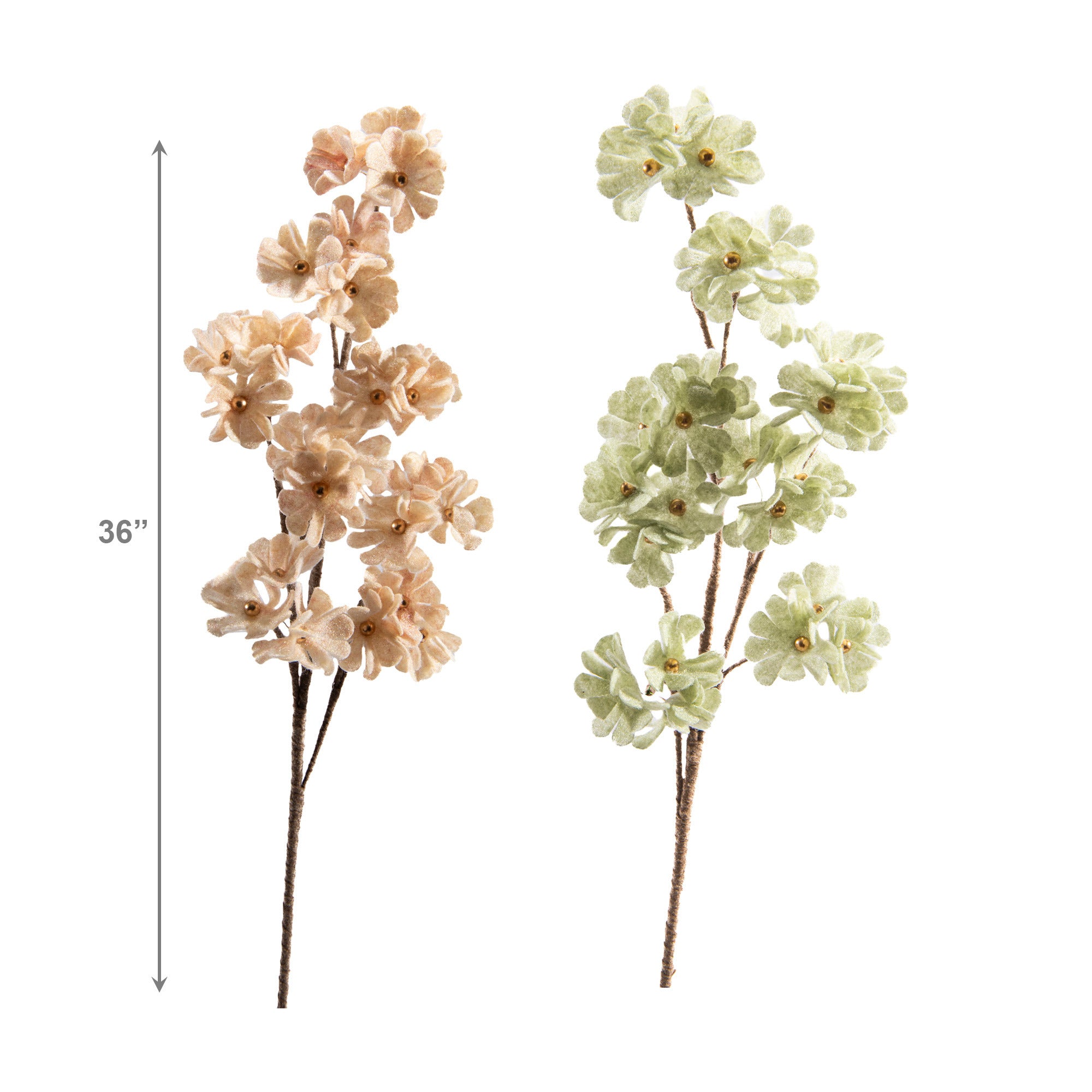 Assorted 36" Artificial Felt Floral Branches for Elegant Home Décor - Set of 2