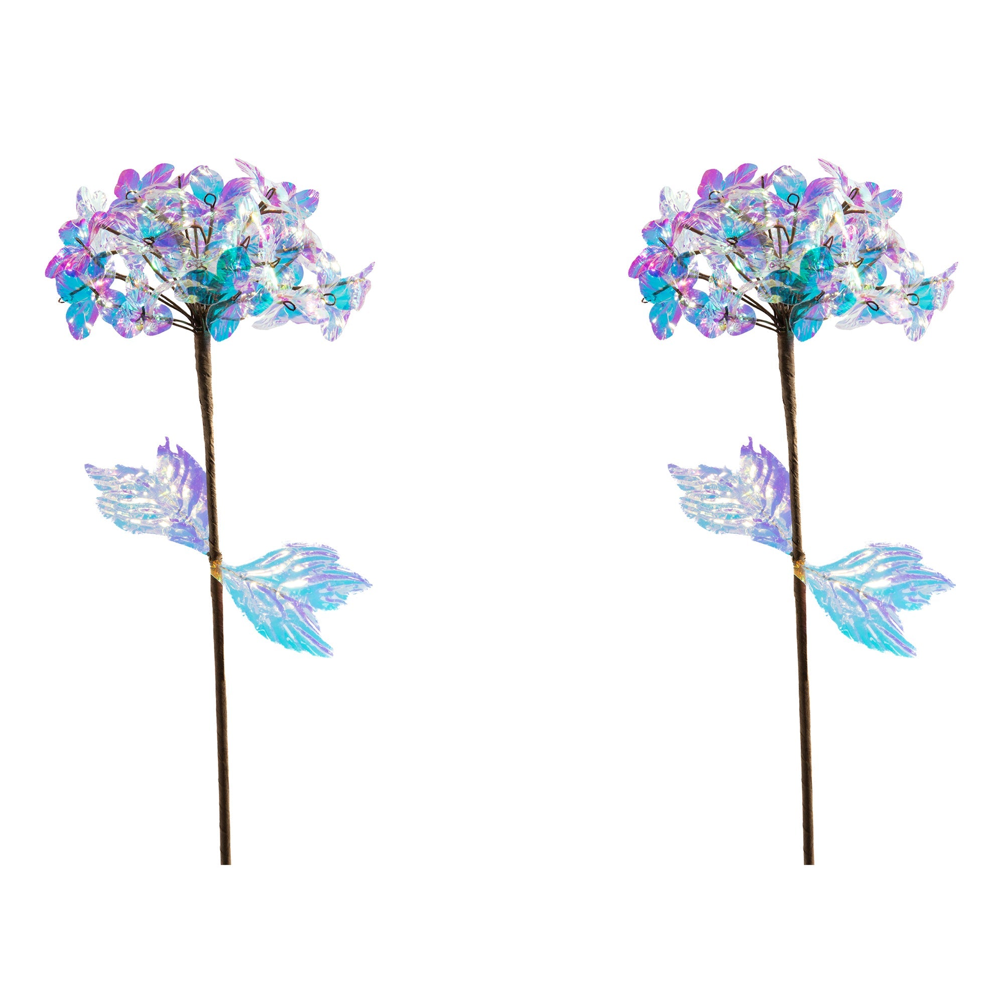 26" Iridescent Hydrangea Branch with Realistic Texture and Shine - Set of 2