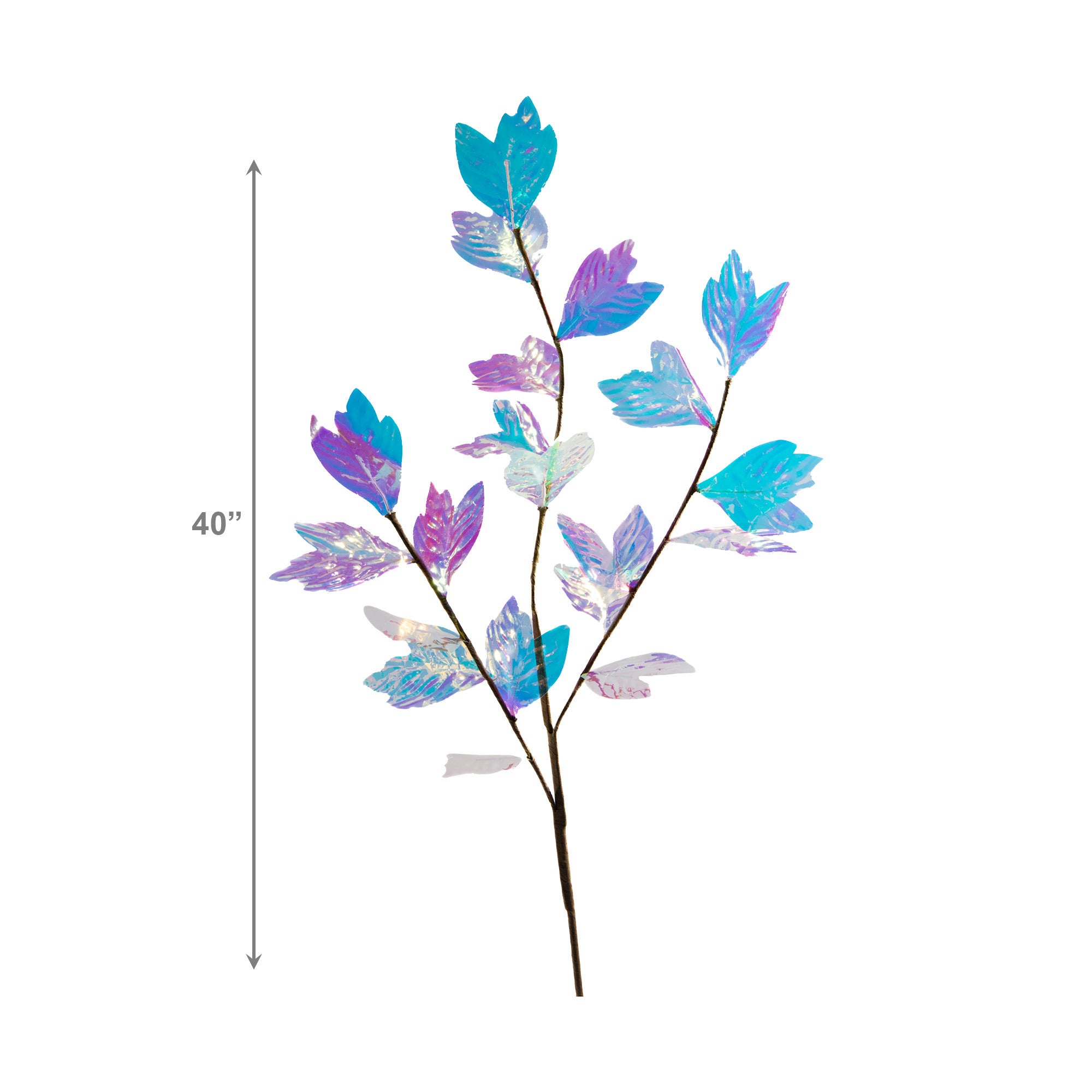 40" Decorative Iridescent Leaves Branch for Floral Arrangements - Set of 2