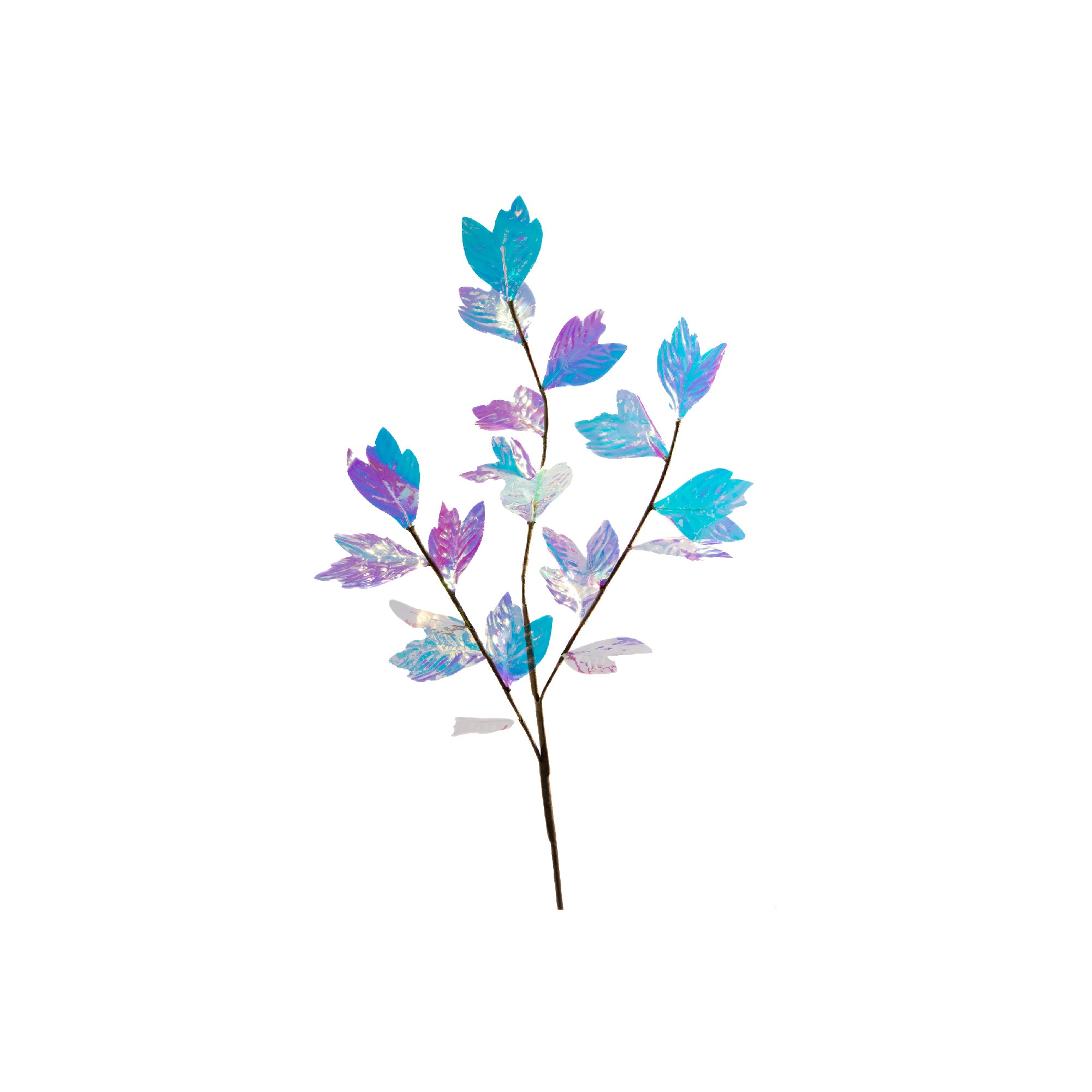 40" Decorative Iridescent Leaves Branch for Floral Arrangements - Set of 2