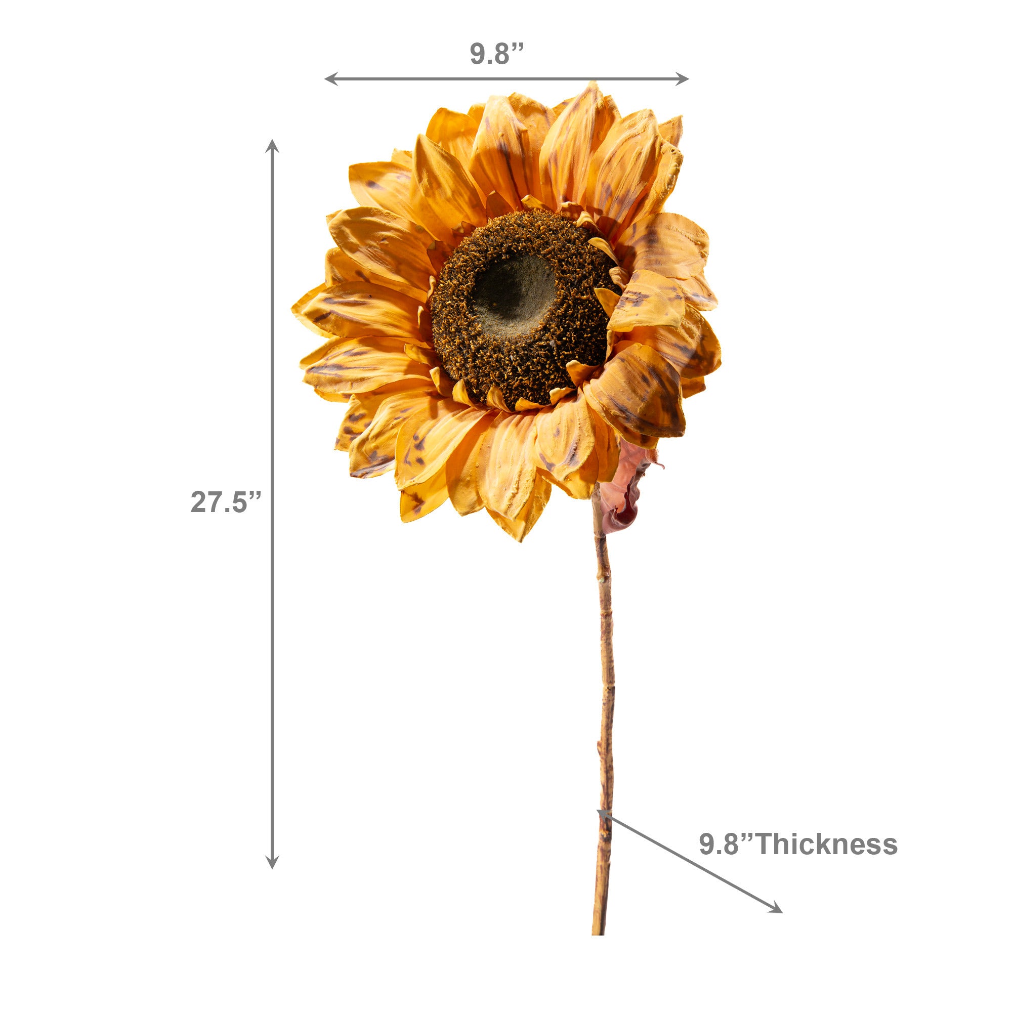 27" Bright Yellow Sunflower Branch with Lifelike Leaves - Set of 2