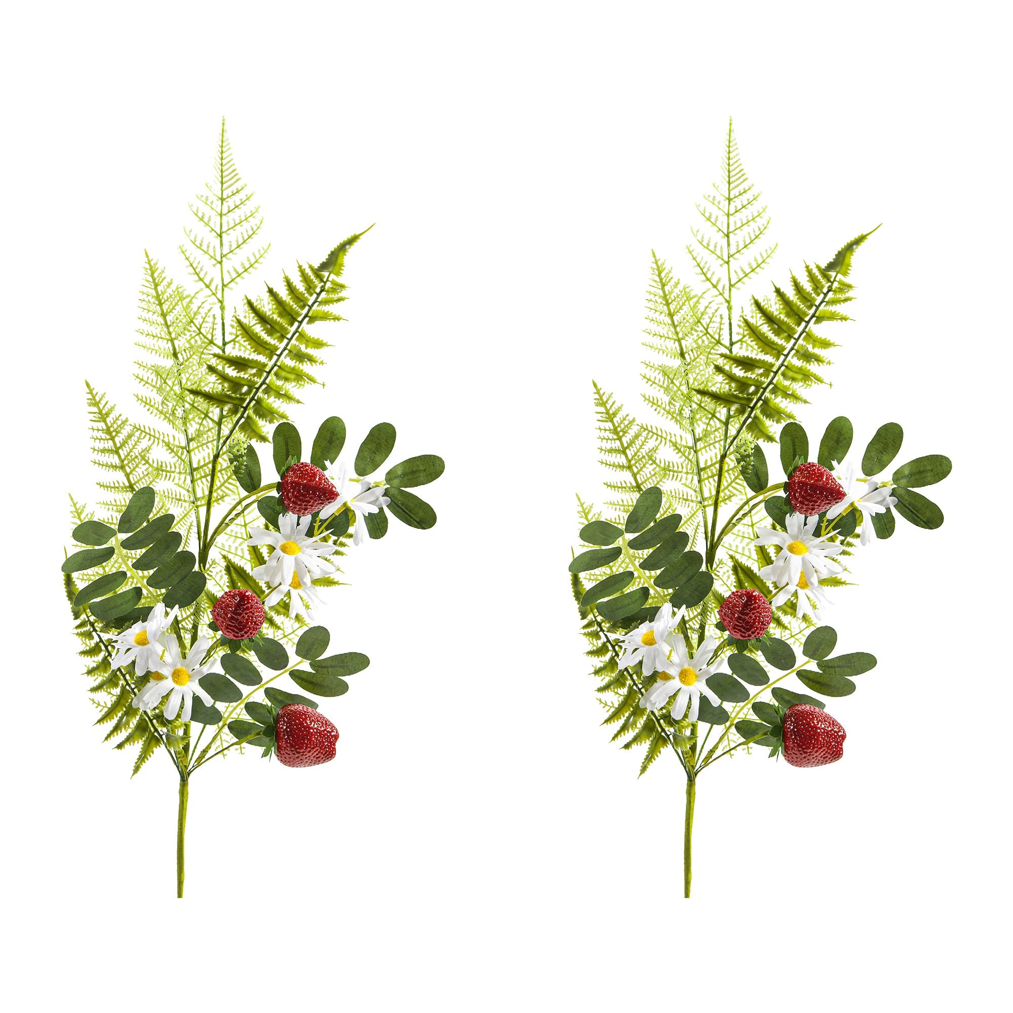28" Daisy and Strawberry Floral Spray with Fresh, Vibrant Colors - Set of 2