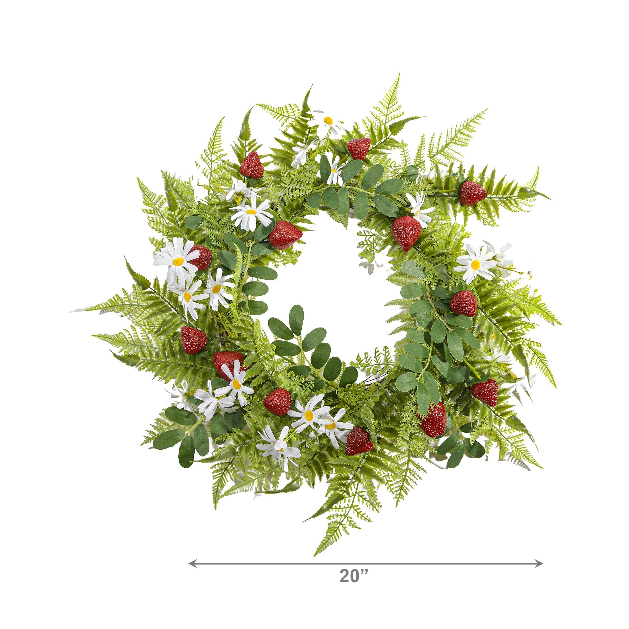 20" Decorative Daisy and Strawberry Wreath for Seasonal Décor