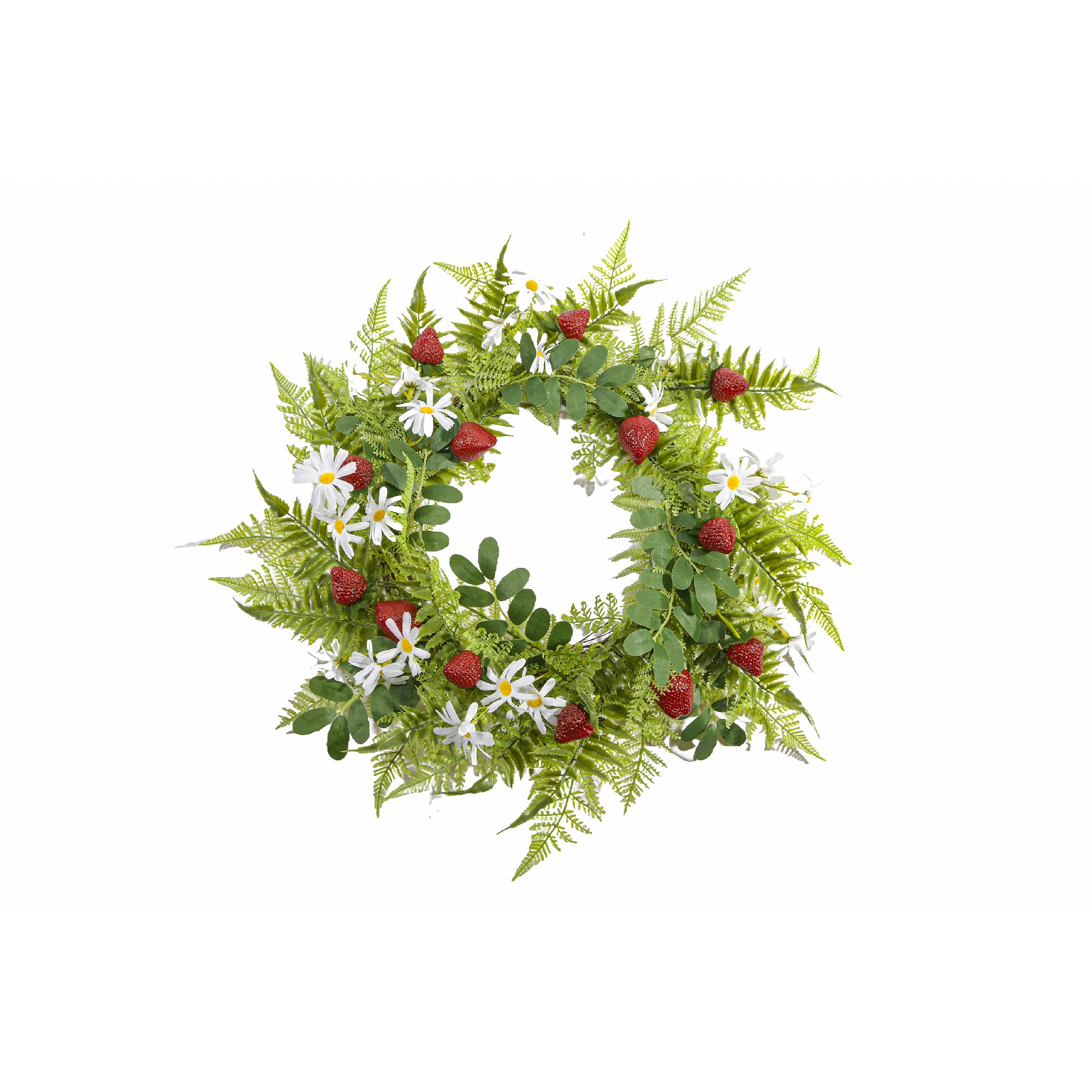 20" Decorative Daisy and Strawberry Wreath for Seasonal Décor