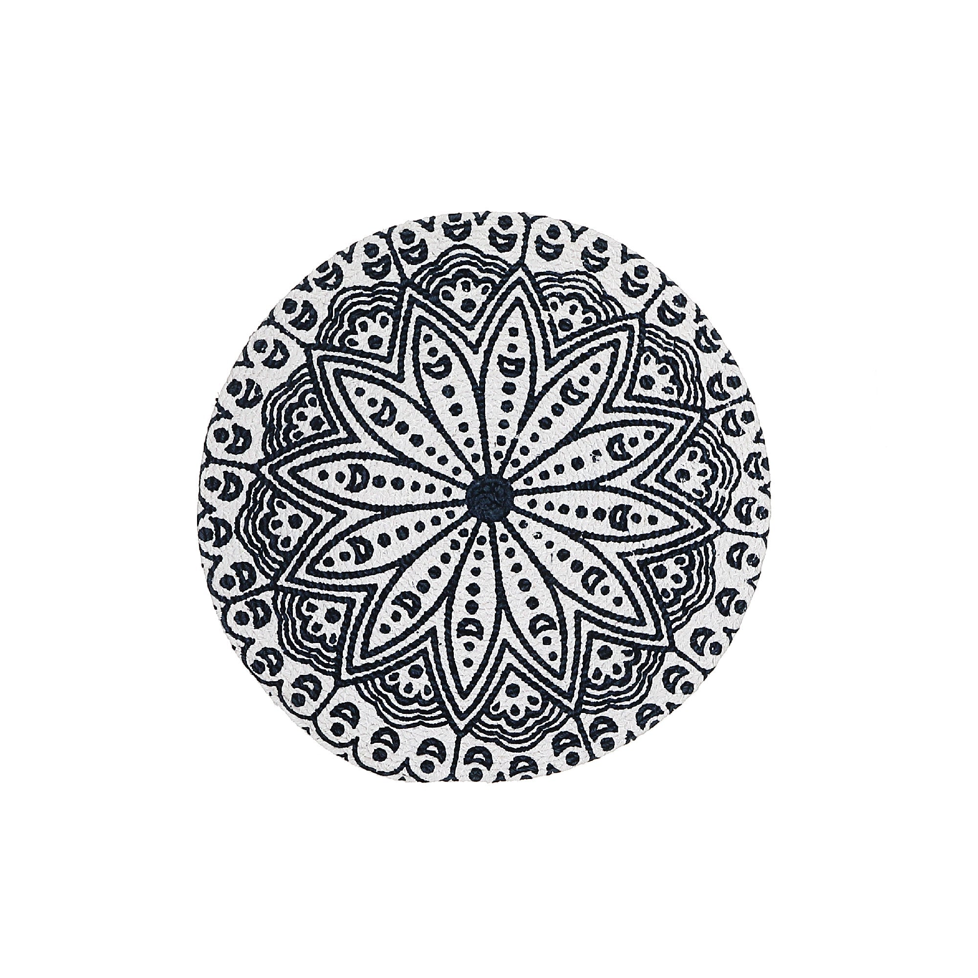 Printed Round Cotton Rope Placemat Blue Mandala Set Of 12, Dining Table Decor, Kitchen Accessory