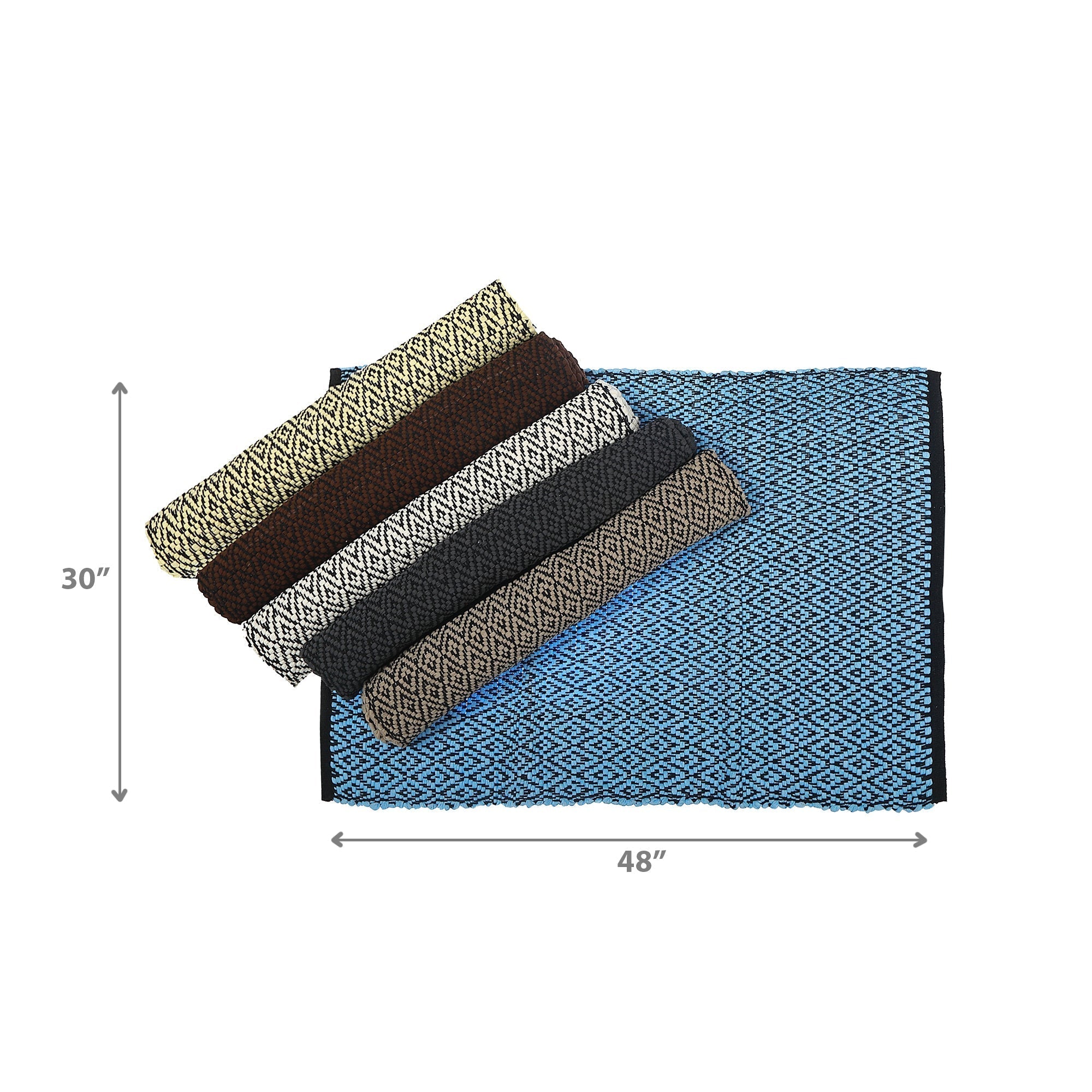 Paddle Chindi Rug 30" X 48" Diamond Assorted Set Of 5, Paddle Shaped Chindi Rug 30" X 48", Diamond Pattern Woven Floor Mat, Colorful Cotton Area Rug Set