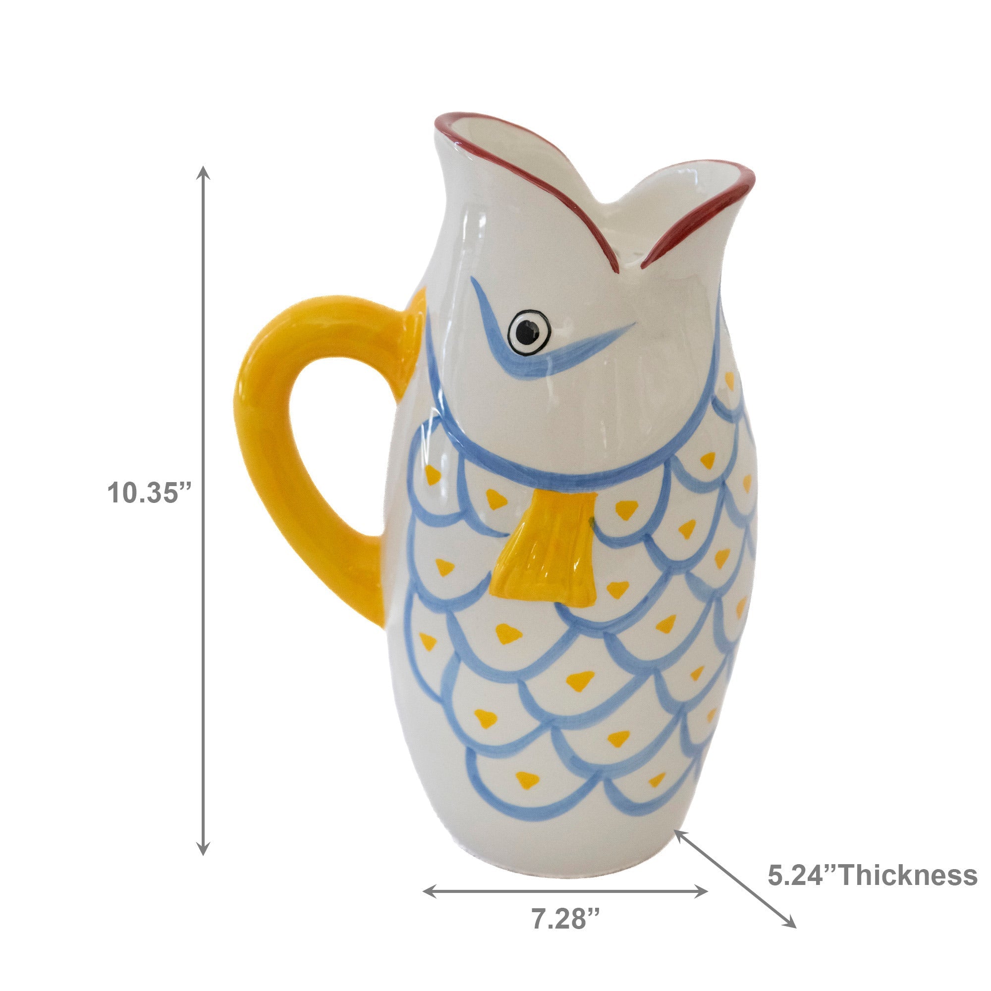 Patterned Ceramic Fish-Shaped Pitcher Vase with Artistic Glaze