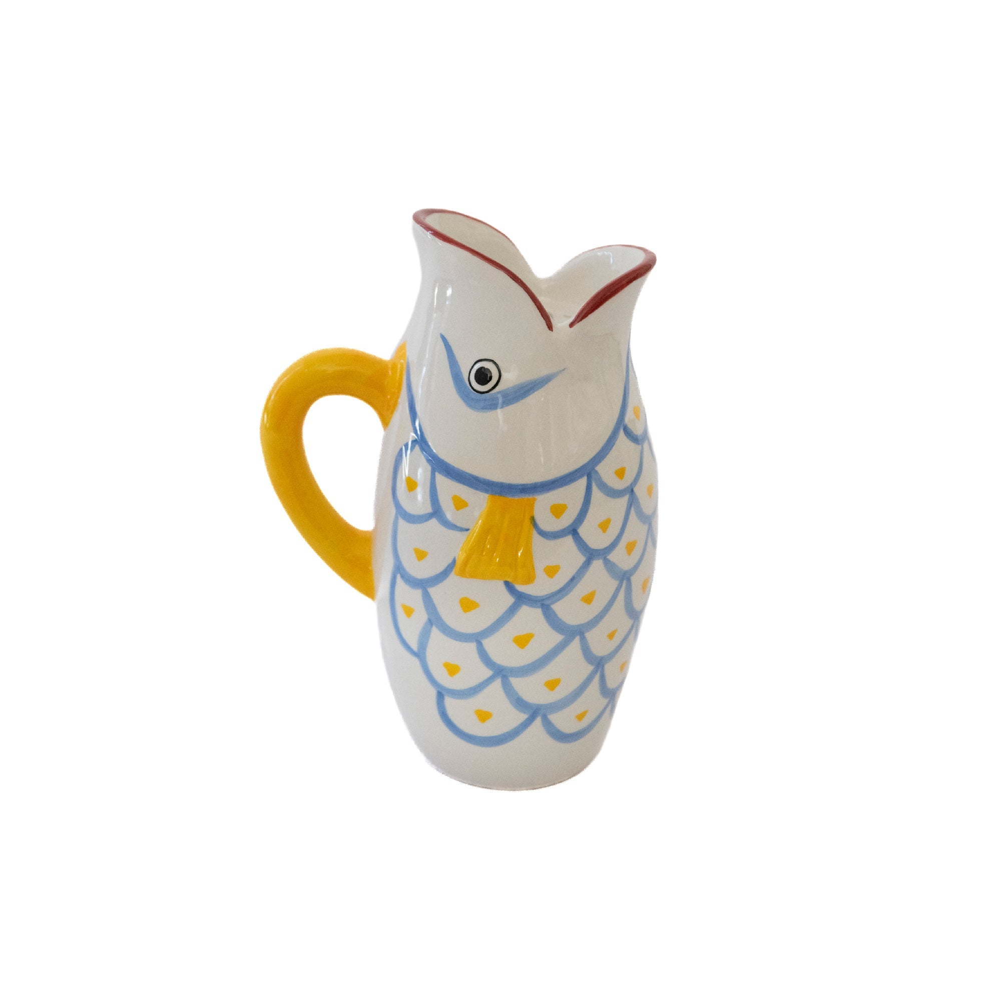 Patterned Ceramic Fish-Shaped Pitcher Vase with Artistic Glaze