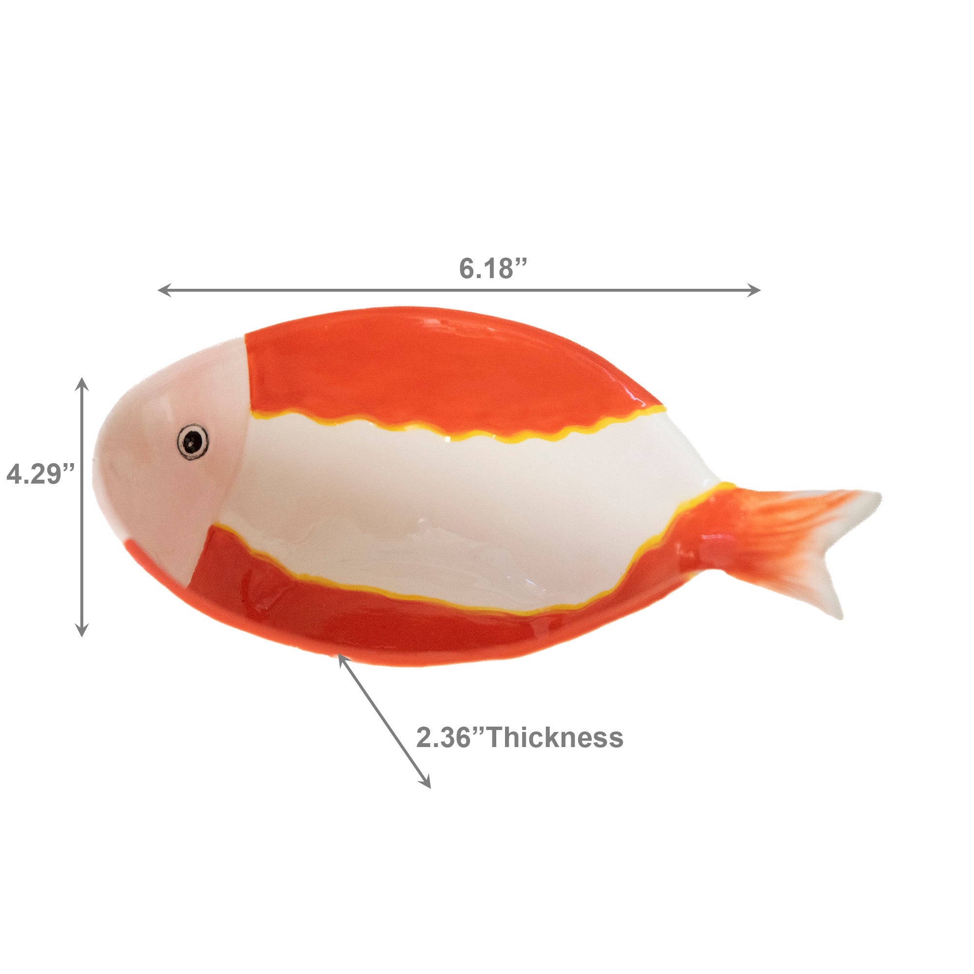 Red Striped Ceramic Fish-Shaped Bowl with Artistic Detailing - Set of 2