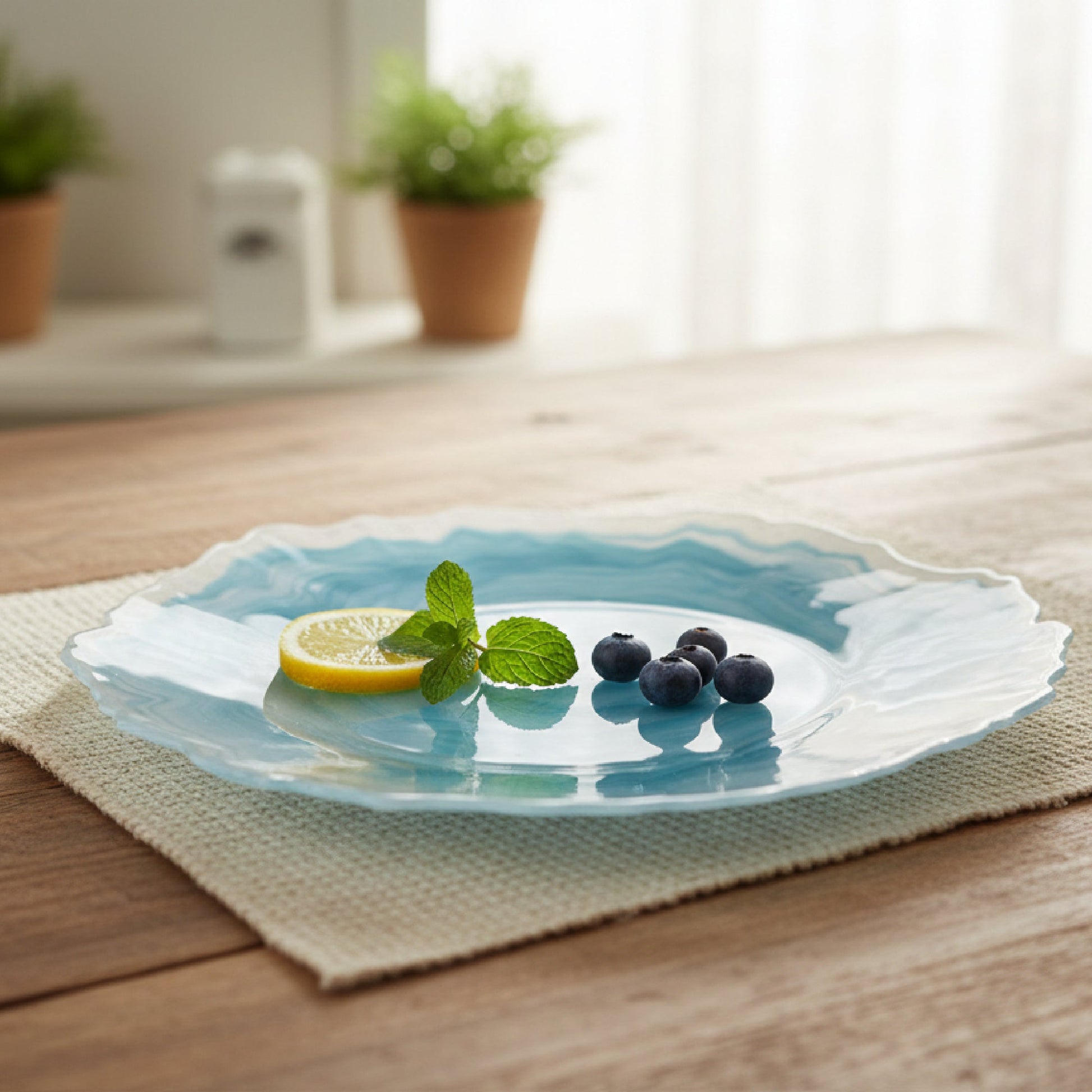 Glass Plate Featuring Unique Agate-Inspired Pattern - Set of 2