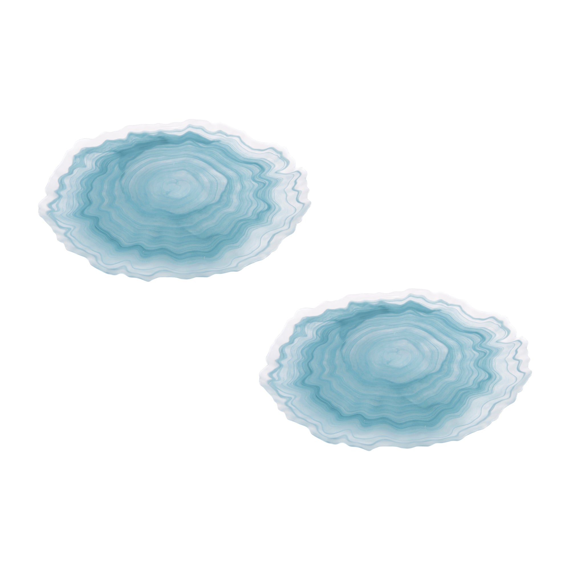 Glass Plate Featuring Unique Agate-Inspired Pattern - Set of 2