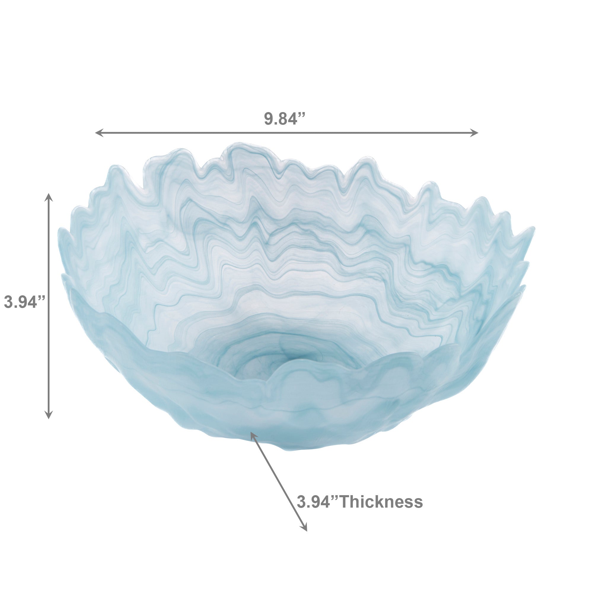 Glass Bowl with Agate-Style Edge and Intricate Pattern - Set of 2