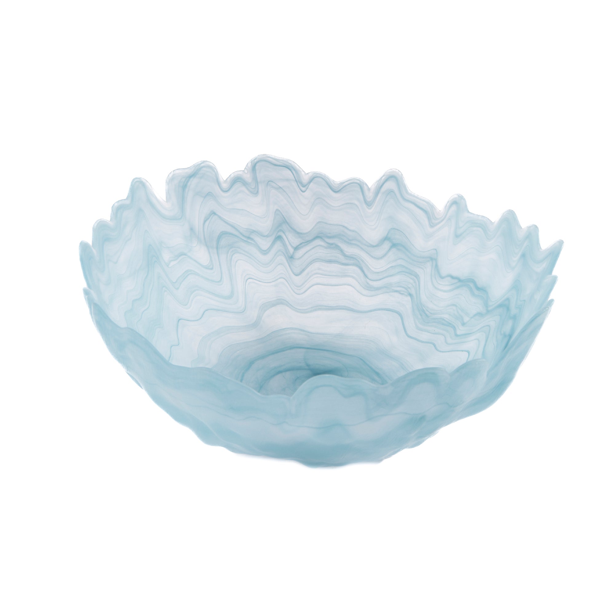 Glass Bowl with Agate-Style Edge and Intricate Pattern - Set of 2