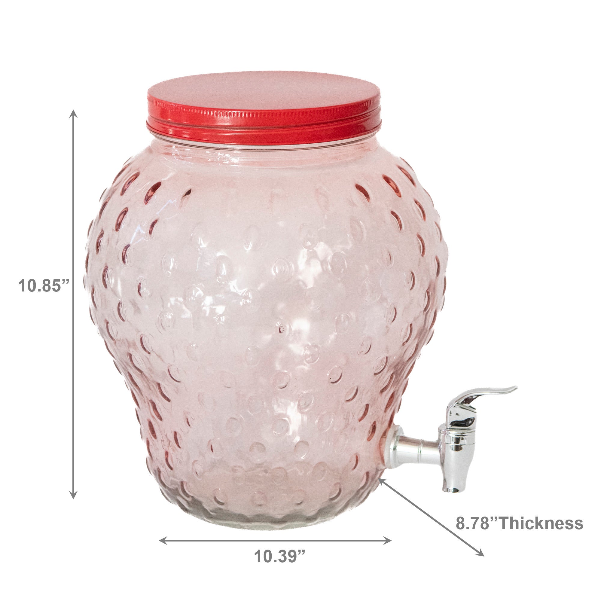 Glass Drink Dispenser in Fun Strawberry Shape with Straw Included