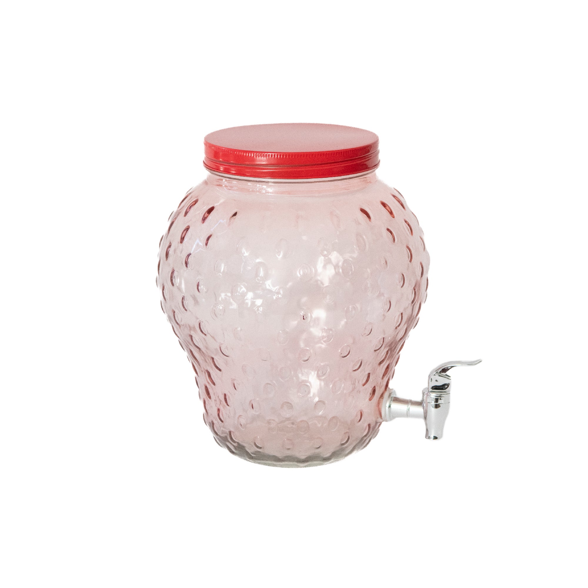 Glass Drink Dispenser in Fun Strawberry Shape with Straw Included