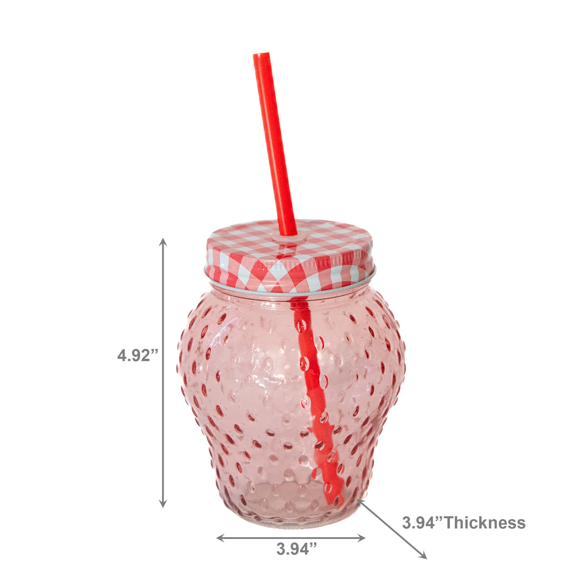 Glass Strawberry-Shaped Drinking Cup with Matching Straw - Set of 2
