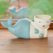 Ceramic Mermaid Planter in Graceful Side Pose