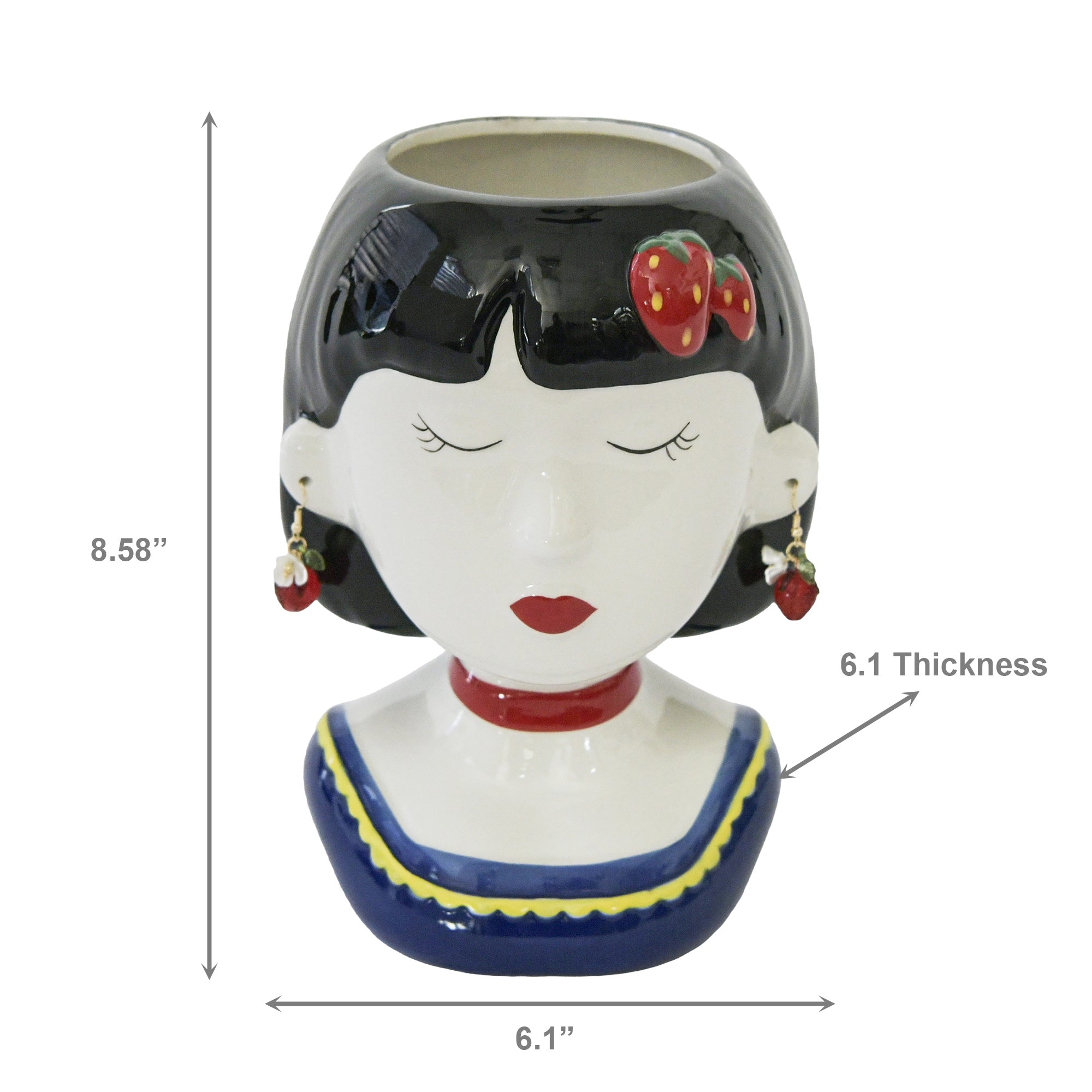 Ceramic Planter Featuring Charming Berry Lady Design