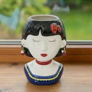 Ceramic Planter Featuring Charming Berry Lady Design
