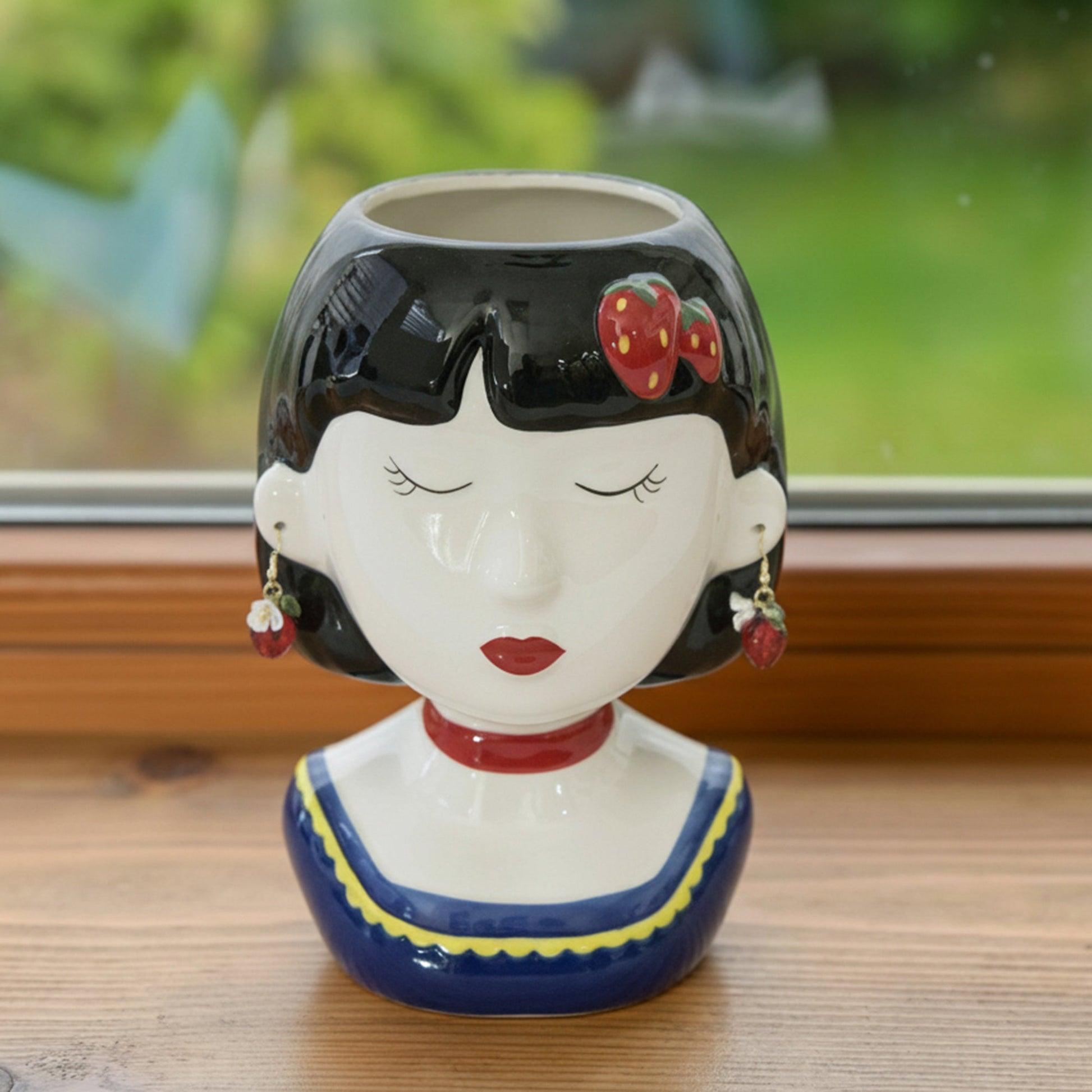 Ceramic Planter Featuring Charming Berry Lady Design