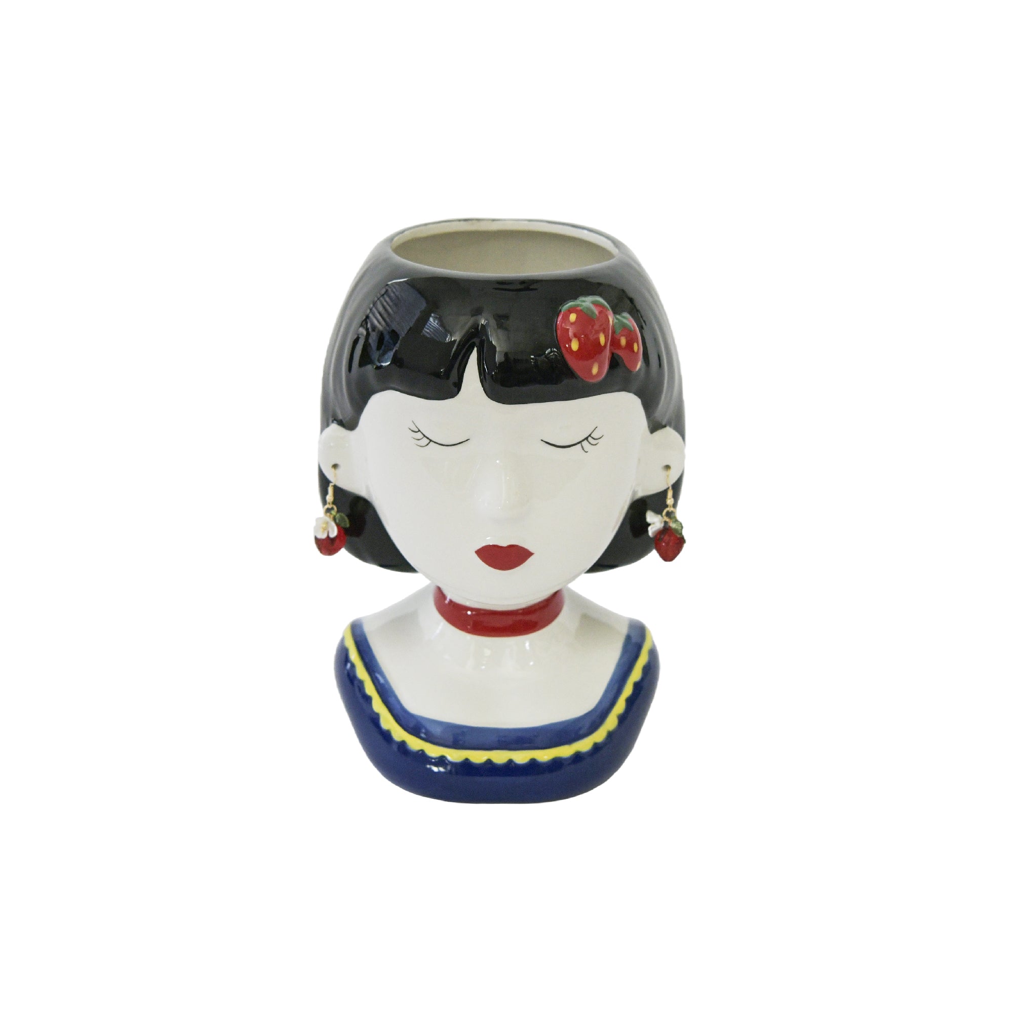 Ceramic Planter Featuring Charming Berry Lady Design