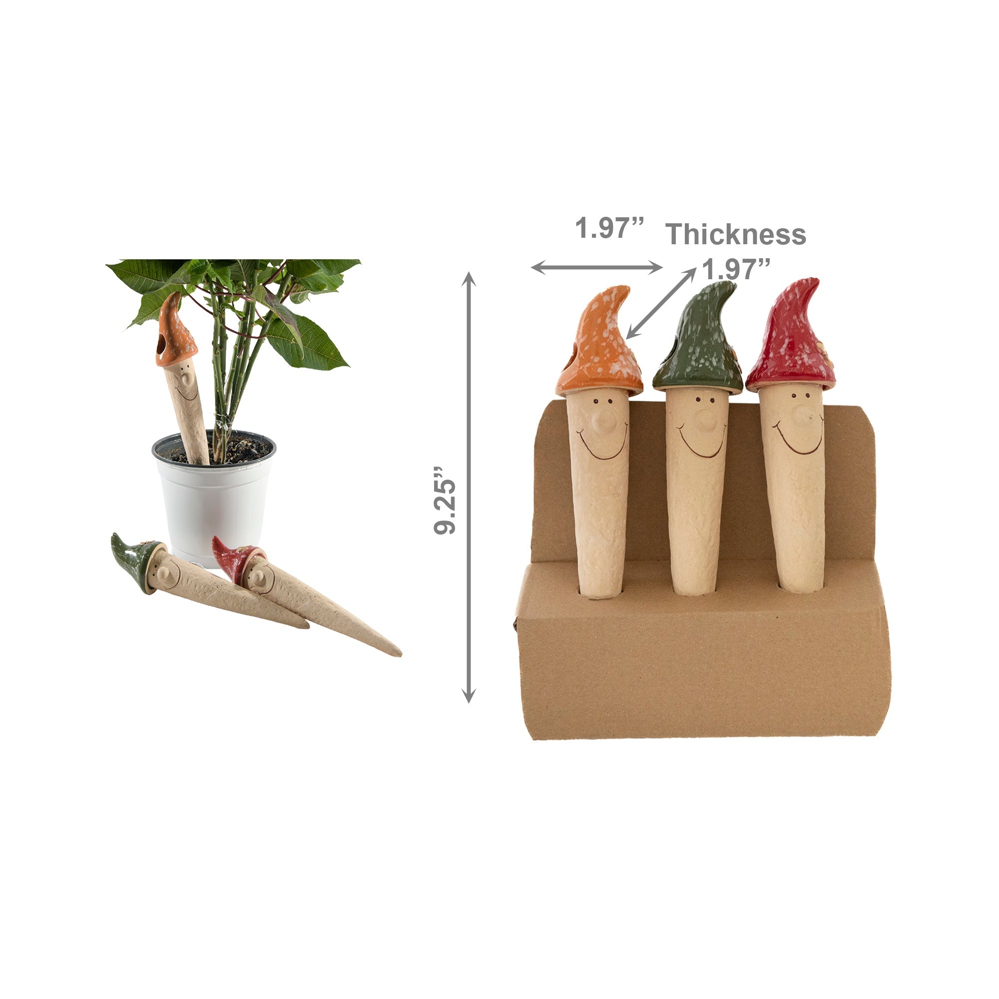 Innovative 3-Piece Ceramic Plant Watering Set with Mushroom Sensor Heads