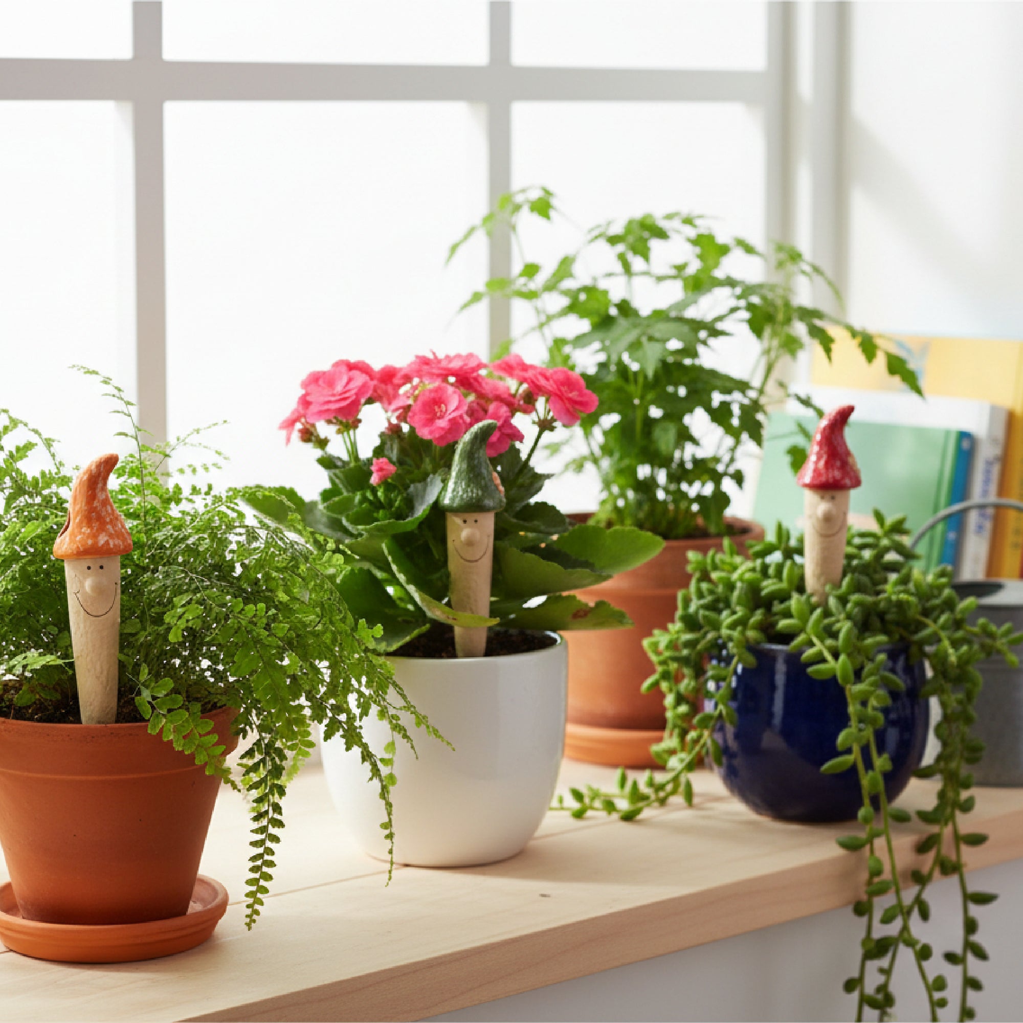 Innovative 3-Piece Ceramic Plant Watering Set with Mushroom Sensor Heads