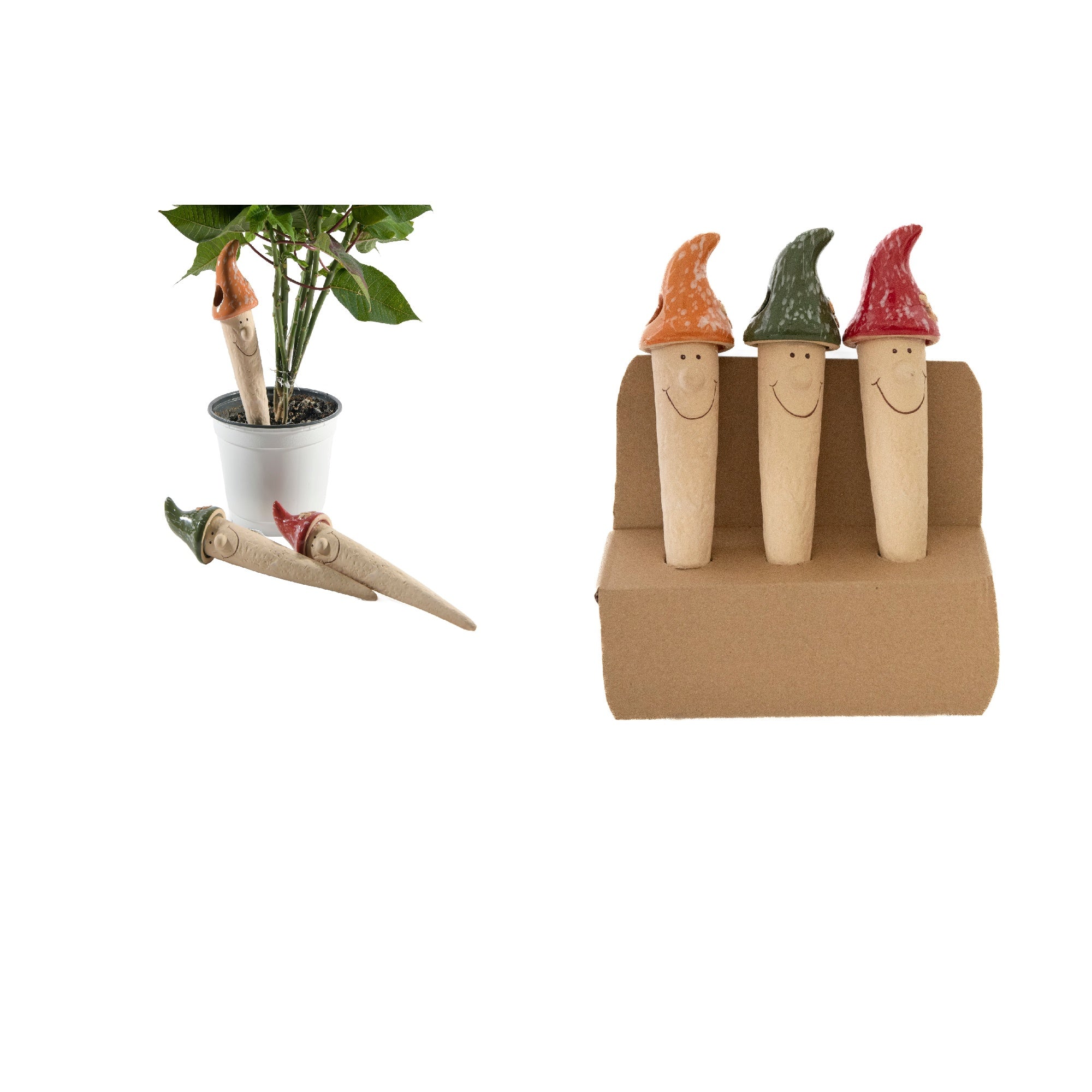 Innovative 3-Piece Ceramic Plant Watering Set with Mushroom Sensor Heads