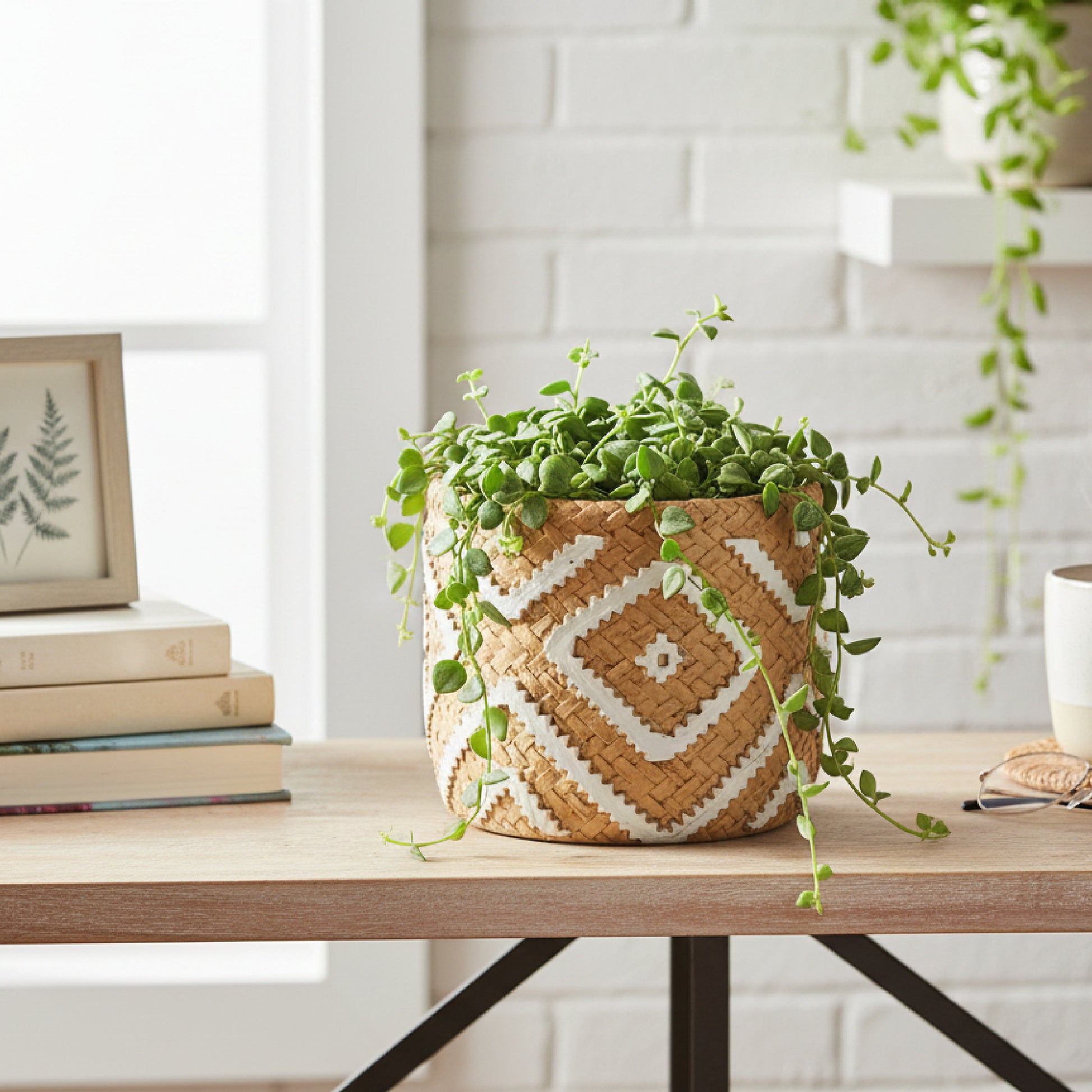 5.5" Verona Round Stone-Weave Planter with Textured Finish