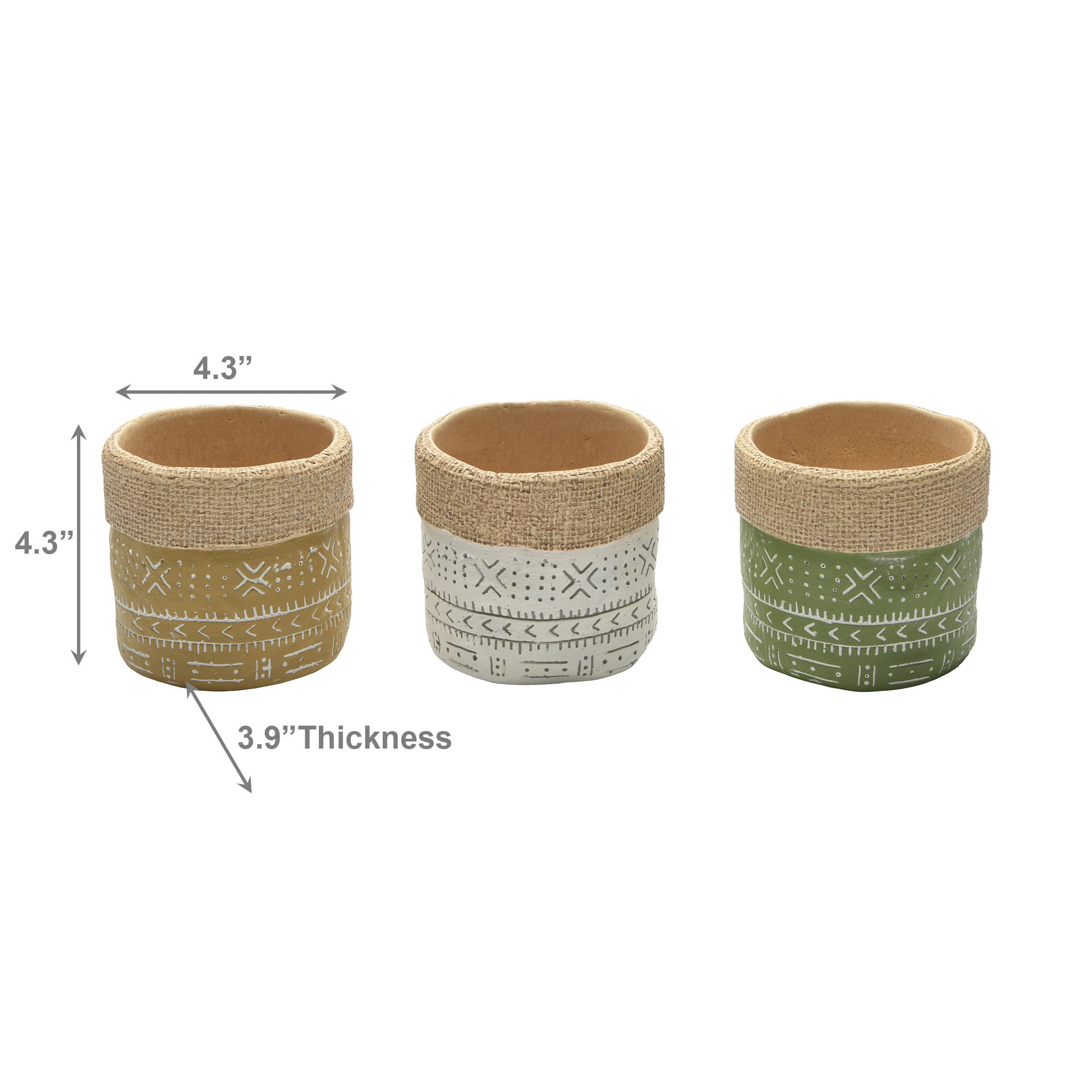 Assorted 4.5" Valenza Round Stone-Weave Planters - Set of 3