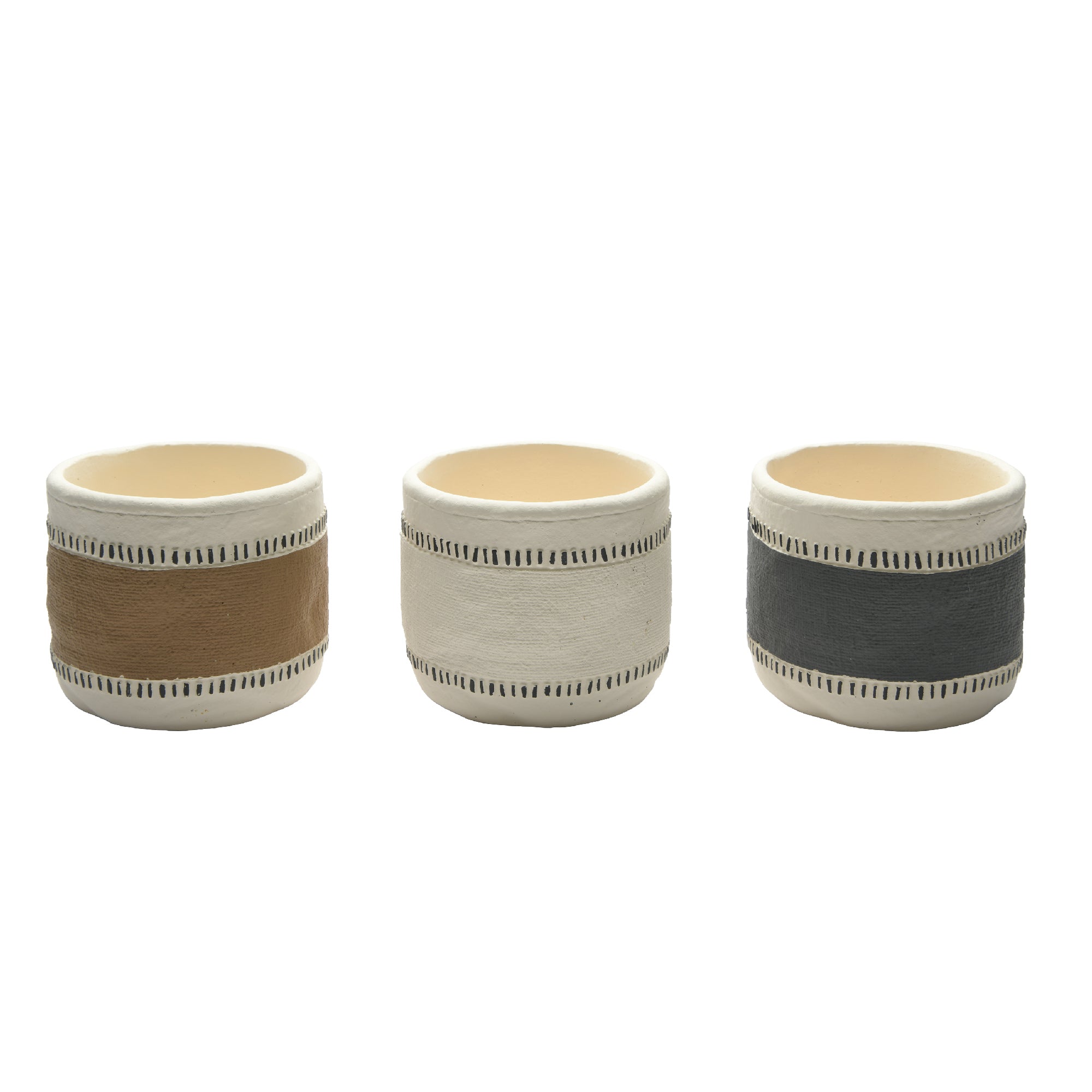 Assorted 5.5" Terrano Round Stone Planters - Set of 3