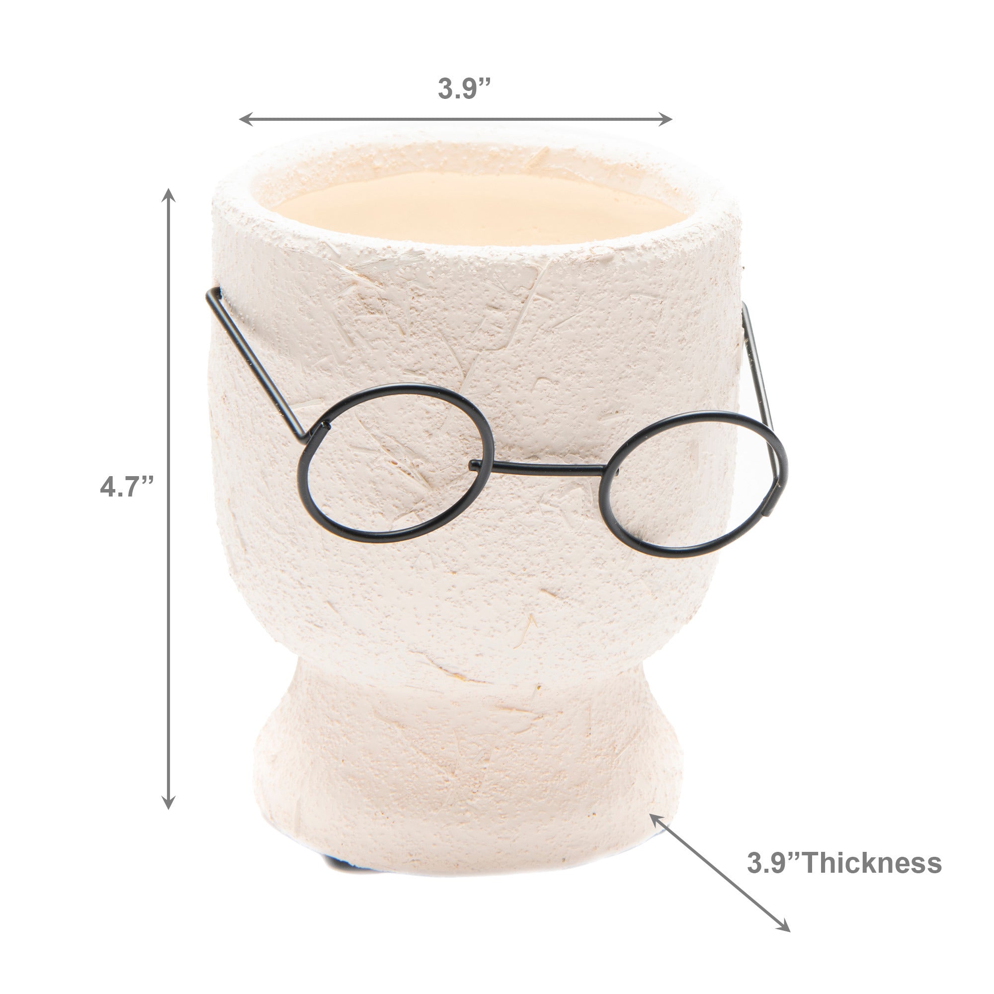 Textured Stone Face Planter with Glasses – Modern Decorative Indoor Planter