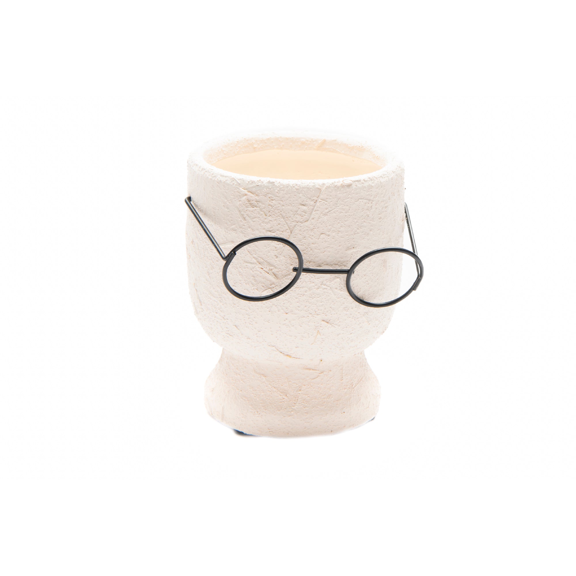 Textured Stone Face Planter with Glasses – Modern Decorative Indoor Planter