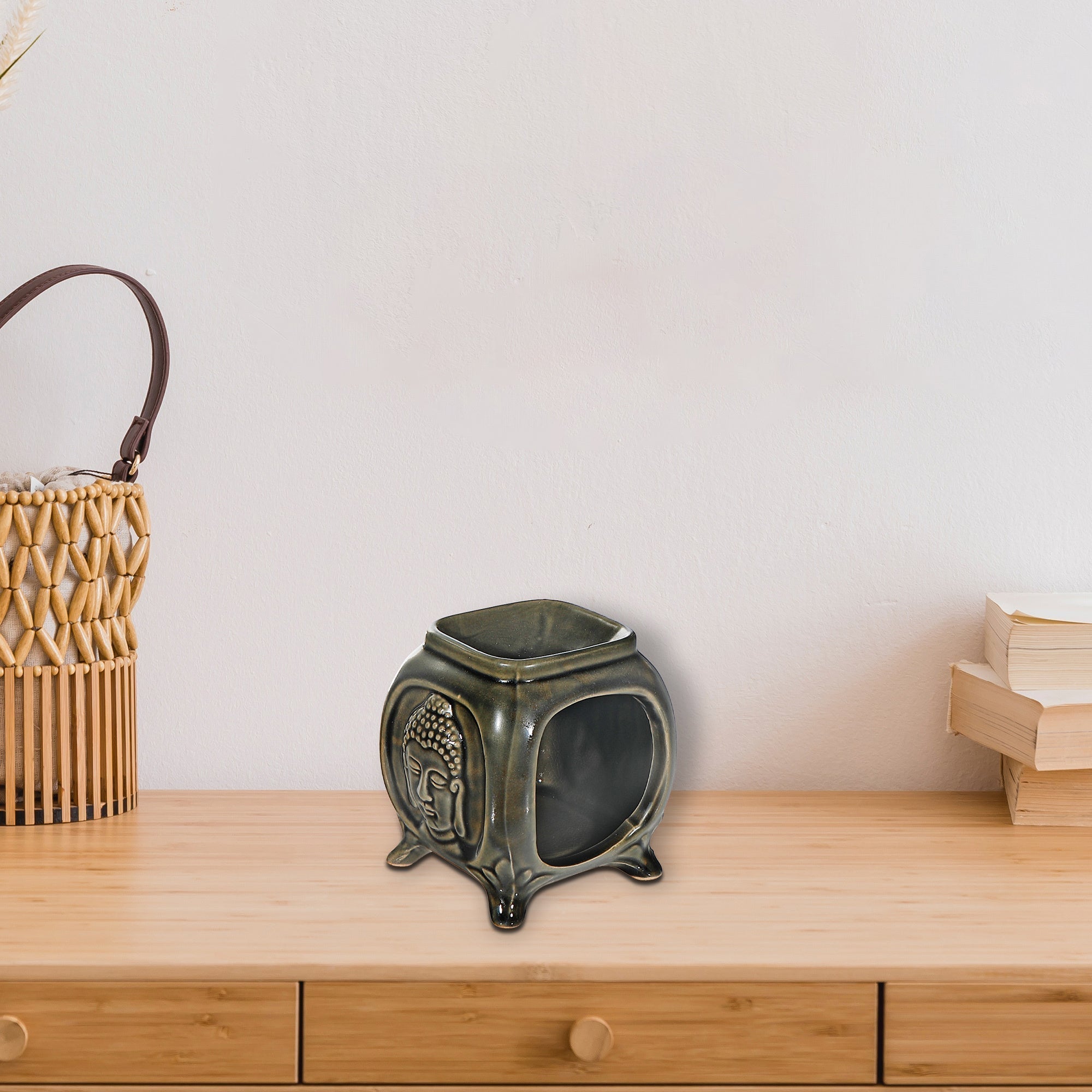 Ceramic Oil Burner Buddha Face, Ceramic Buddha Face Oil Burner, Aromatherapy Candle Diffuser