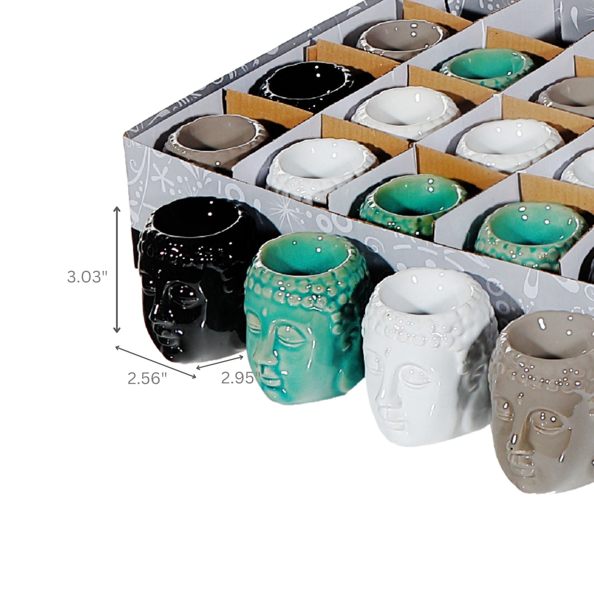 Ceramic Oil Burner Buddha Head Assorted 20 Display Set Of 20, Buddha Head Ceramic Oil Burner Set Of 20, Aromatherapy Diffuser
