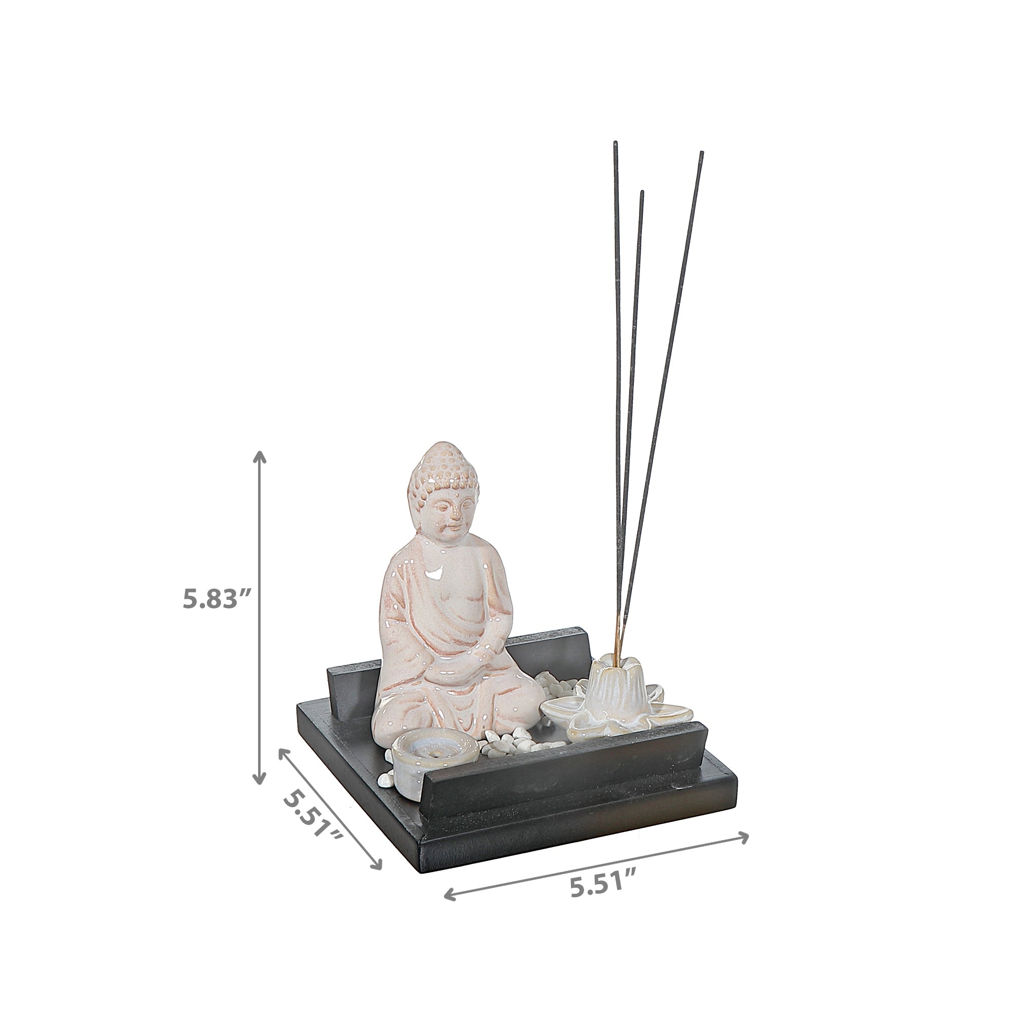 Ceramic Incense Holder Set Meditating Buddha, Spiritual Zen Home Decor, Yoga Meditation Accessory