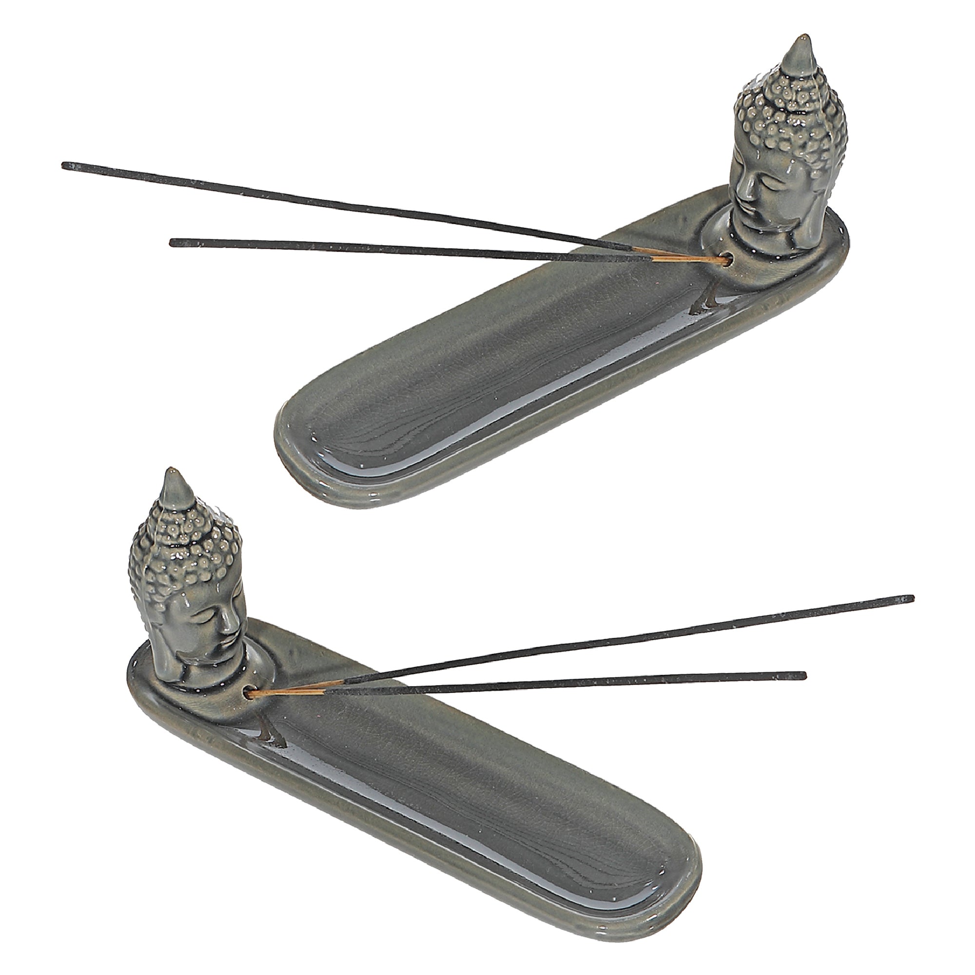 Ceramic Incense Holder Buddha Head, Zen Meditation Decor, Spiritual Home Accent