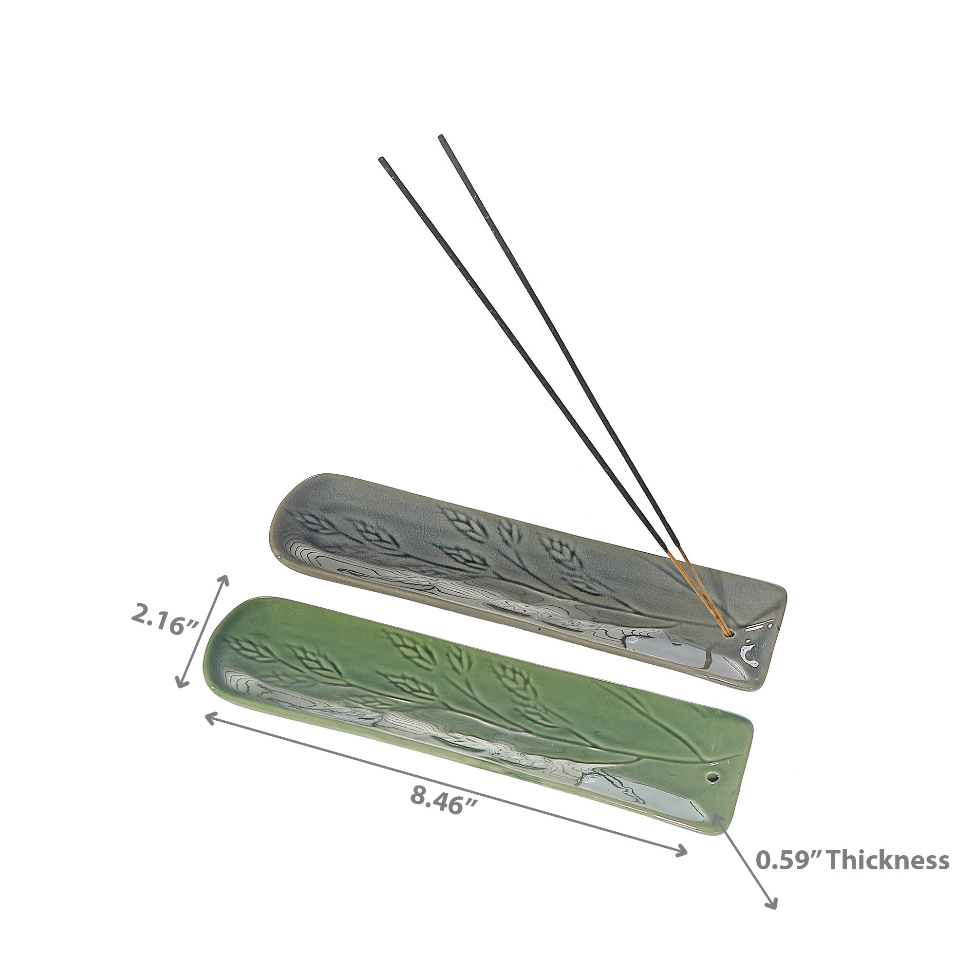 Ceramic Incense Holder Leaf Assorted 12 per Display, Decorative Stick Burner, Set of 2
