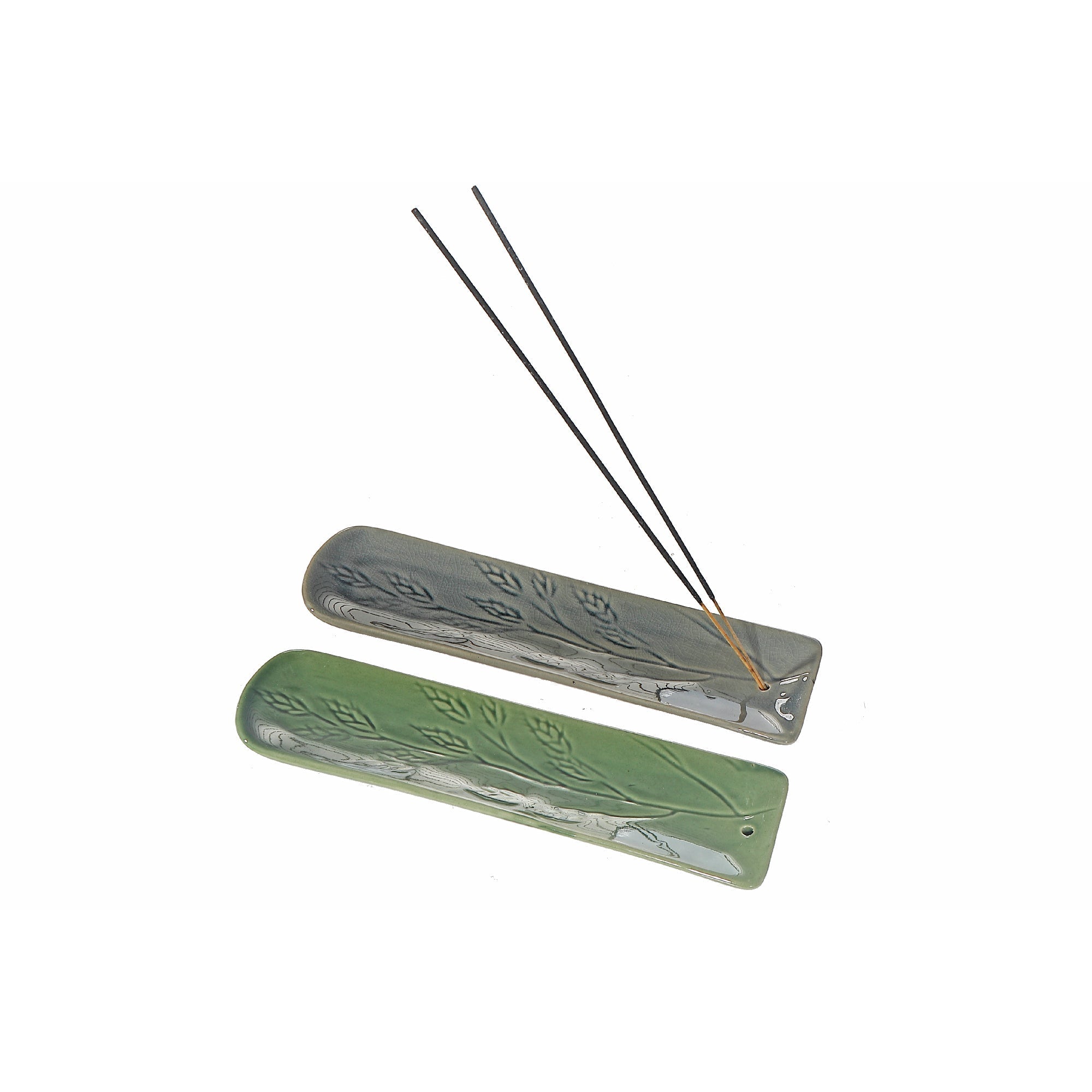 Ceramic Incense Holder Leaf Assorted 12 per Display, Decorative Stick Burner, Set of 2
