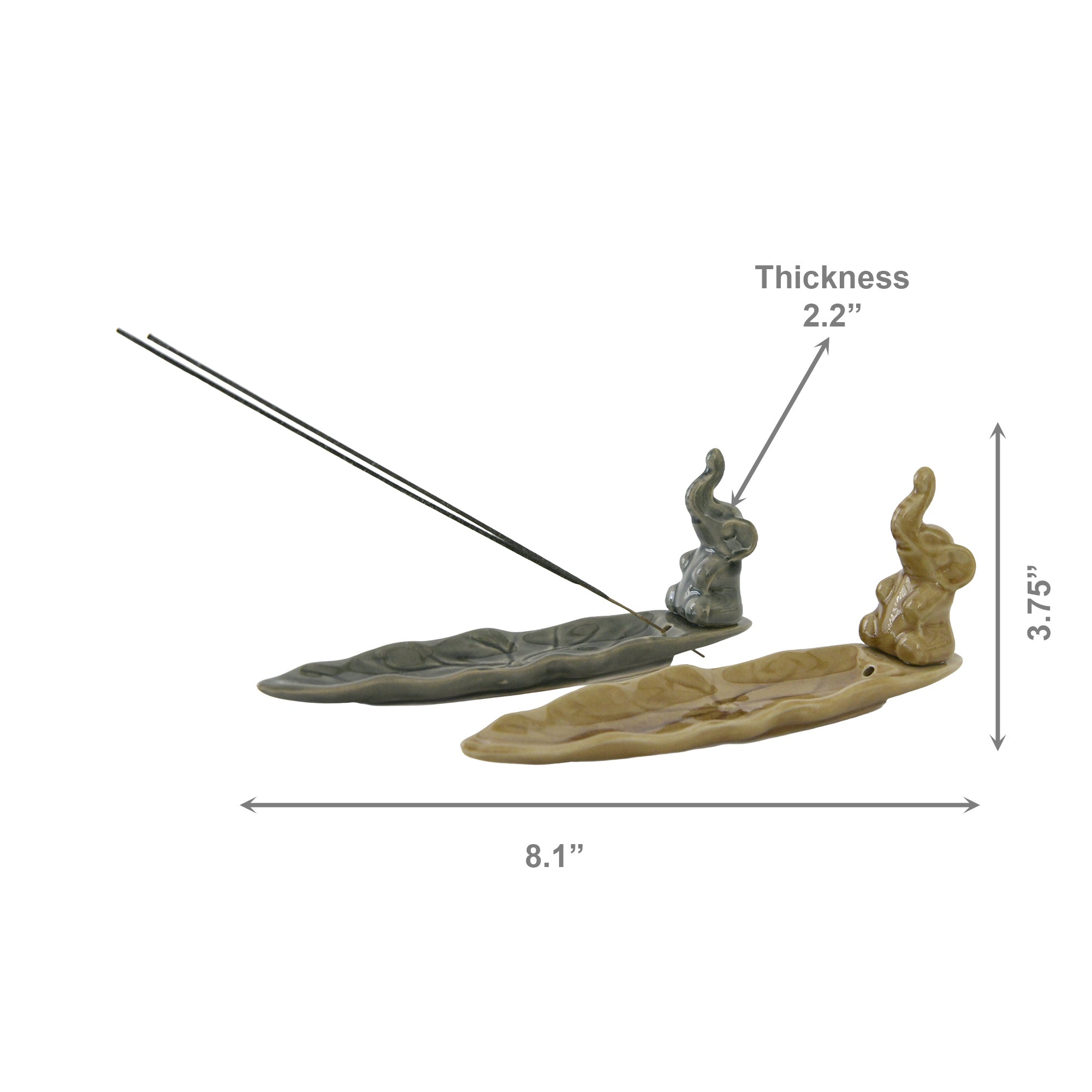 Ceramic Elephant Incense Holder – Decorative Aromatherapy Accent (Assorted Styles) - Set of 6