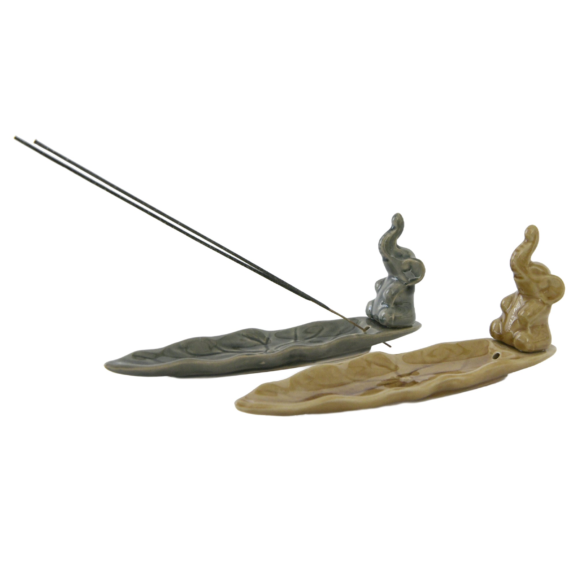 Ceramic Elephant Incense Holder – Decorative Aromatherapy Accent (Assorted Styles) - Set of 6