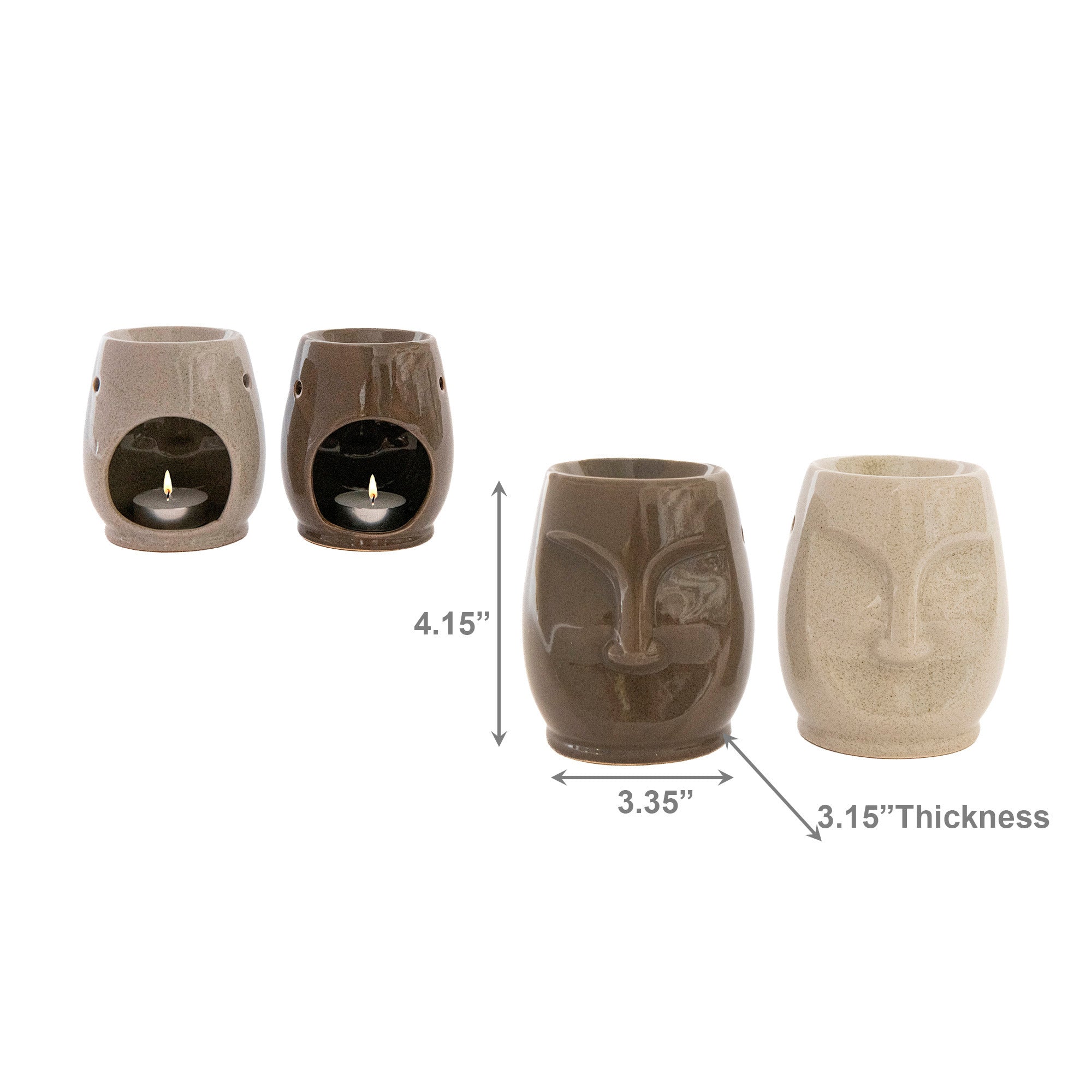 Ceramic Face Design Oil Burner – Artistic Aromatherapy Accent - Set of 2