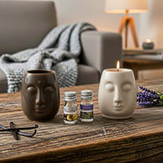 Ceramic Face Design Oil Burner – Artistic Aromatherapy Accent - Set of 2
