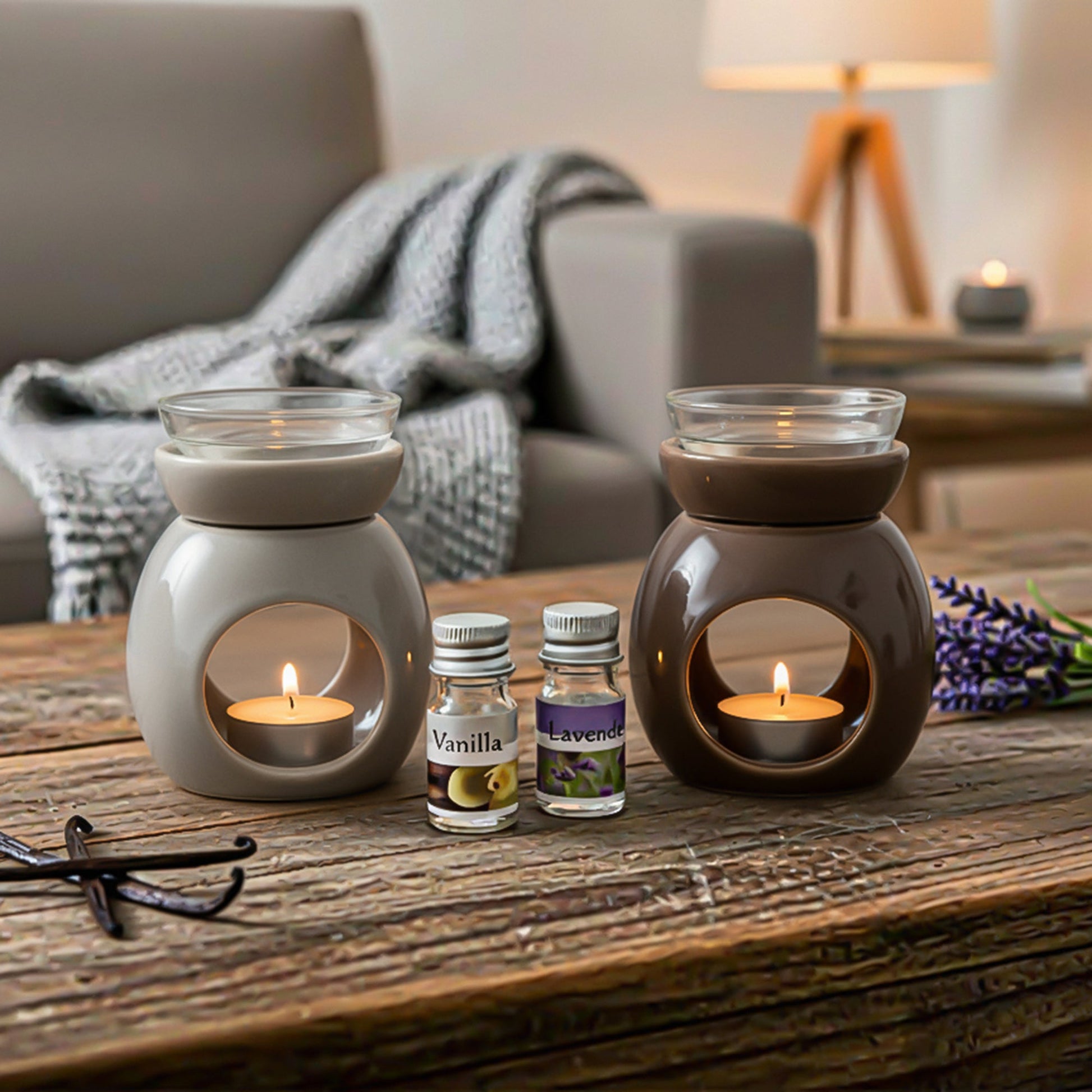 Ceramic Oil Burner & Diffuser 2-Piece Set – Assorted Styles - Set of 2