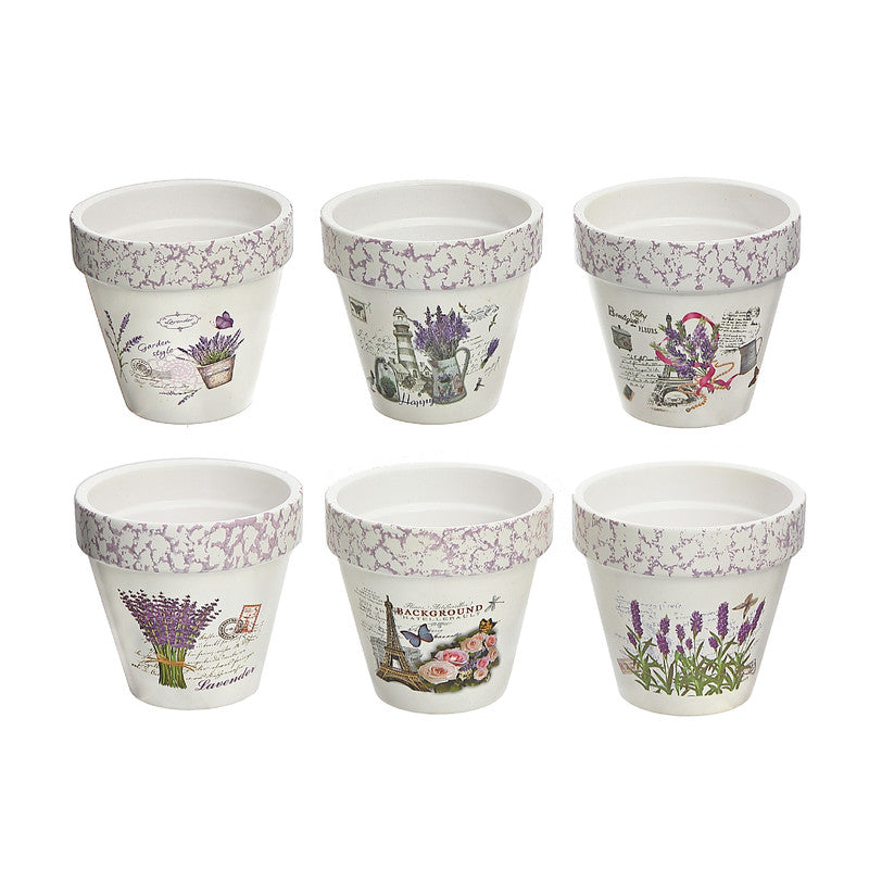 Ceramic Round Planters Lavender 6-Pack Decorative Plant Pot